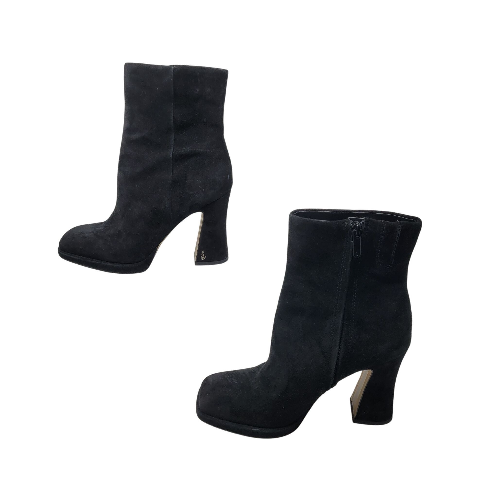 Designer Sam Edelman Jaye Black Suede Leather High Heel Womens Ankle Size US 8 / IT 38 - 10 Thumbnail