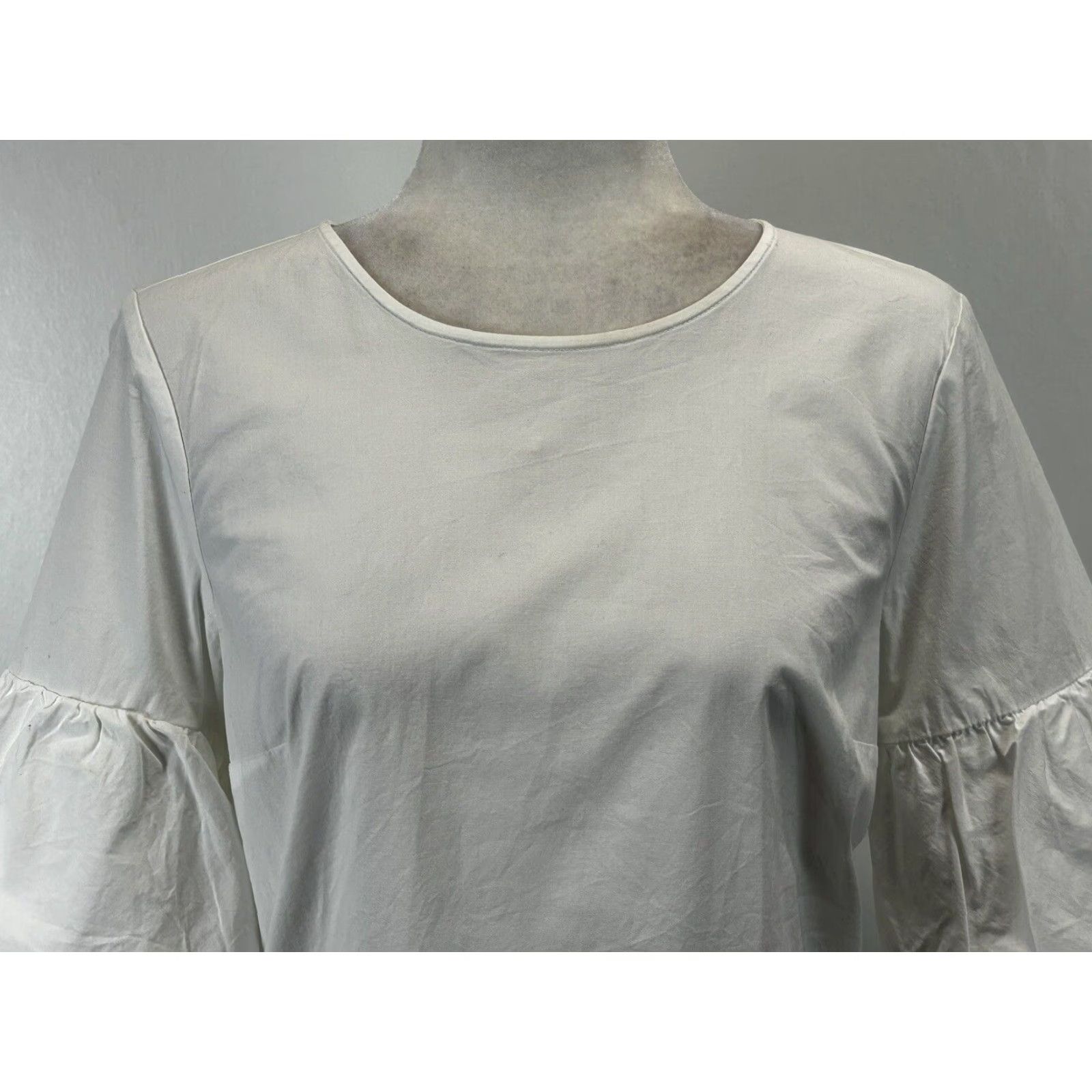 J.Crew J. Crew Mercantile Blouse Womens White Cotton Classic Tiered Bell Sleeve Top 6 Size M / US 6-8 / IT 42-44 - 5 Thumbnail