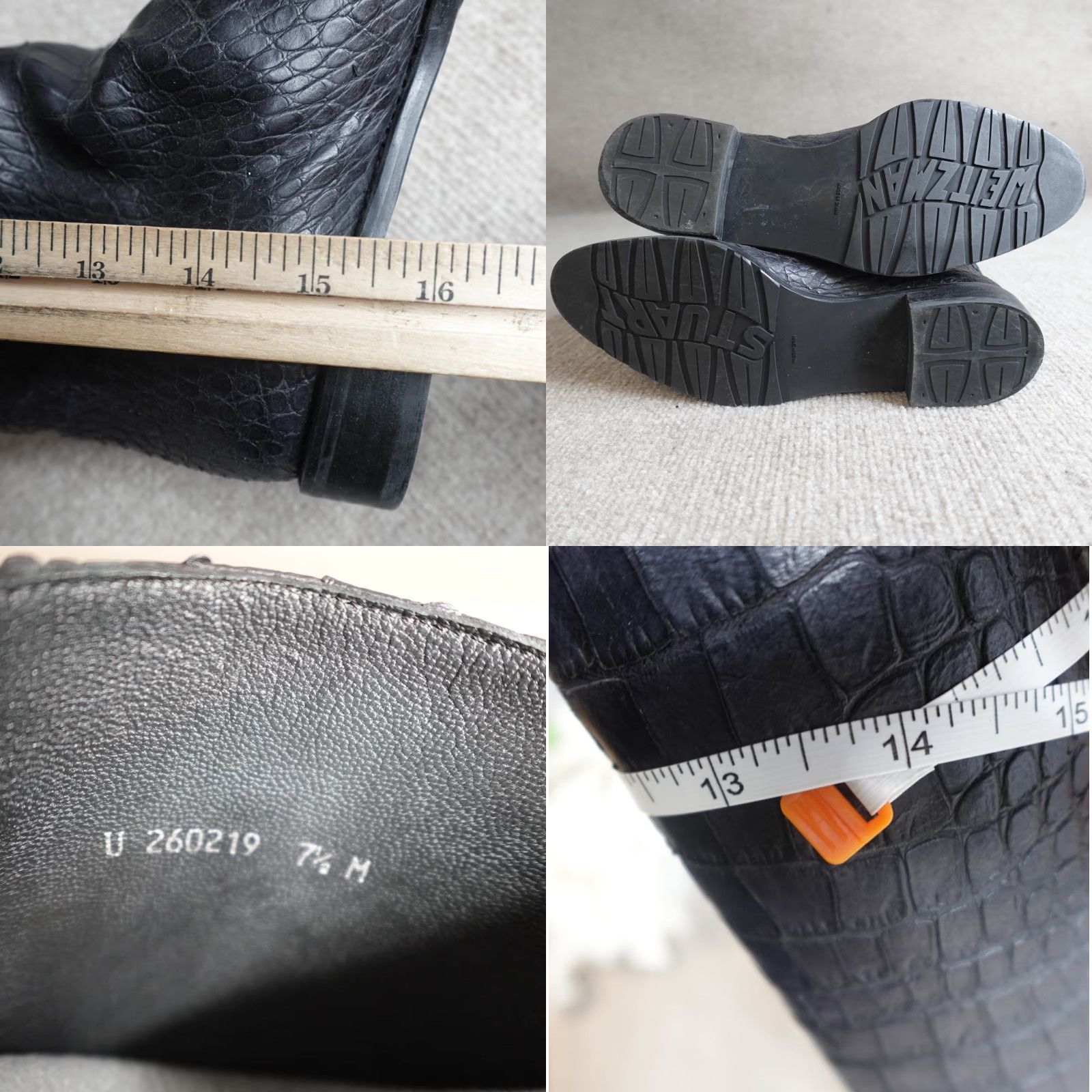Stuart Weitzman Stuart Weitzman Boots 7.5 Black Crocodile Embossed Equestrian Women Boots Size US 8 / IT 38 - 8 Thumbnail