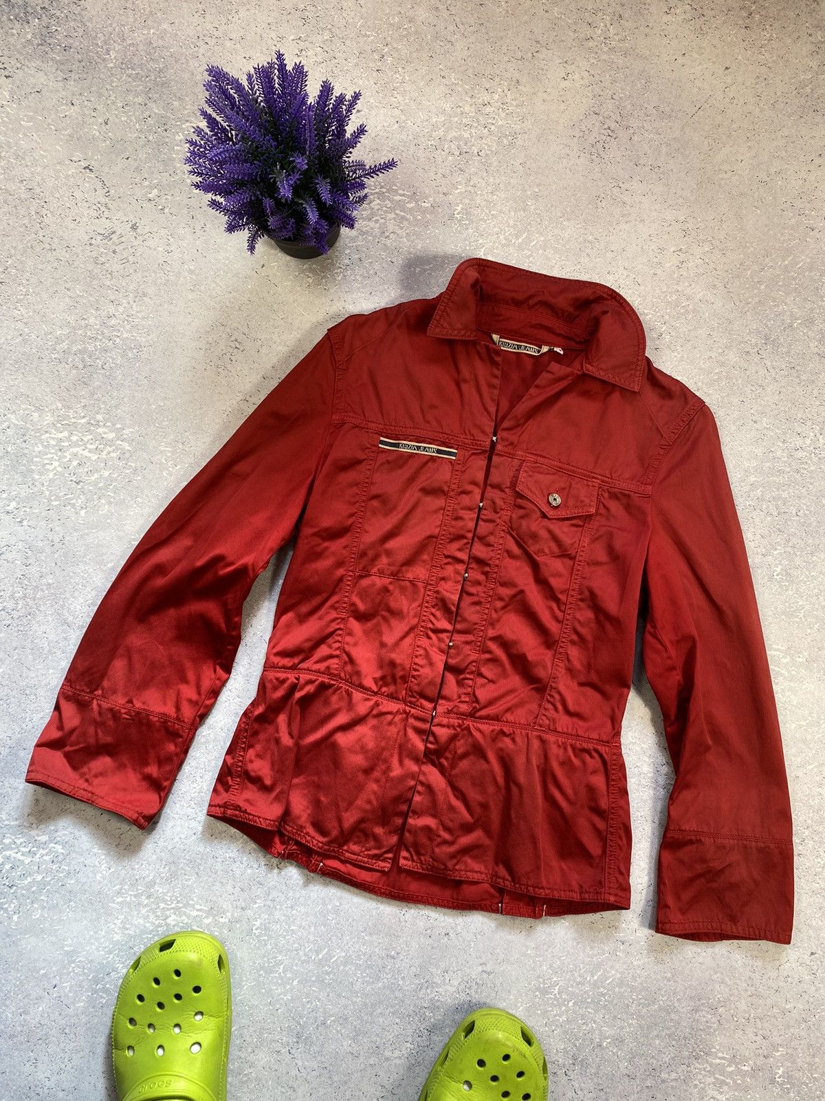 Krizia Krizia Jeans Women’s Red Light Overshot Jacket Size S / US 4 / IT 40 - 1 Thumbnail