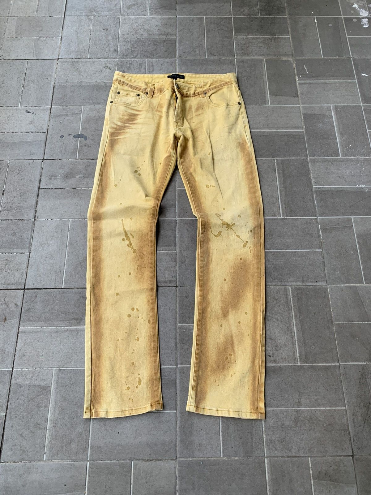 Beauty Beast 2000s - In The Attic Splater Gold Pants Size US 33 - 1 Thumbnail