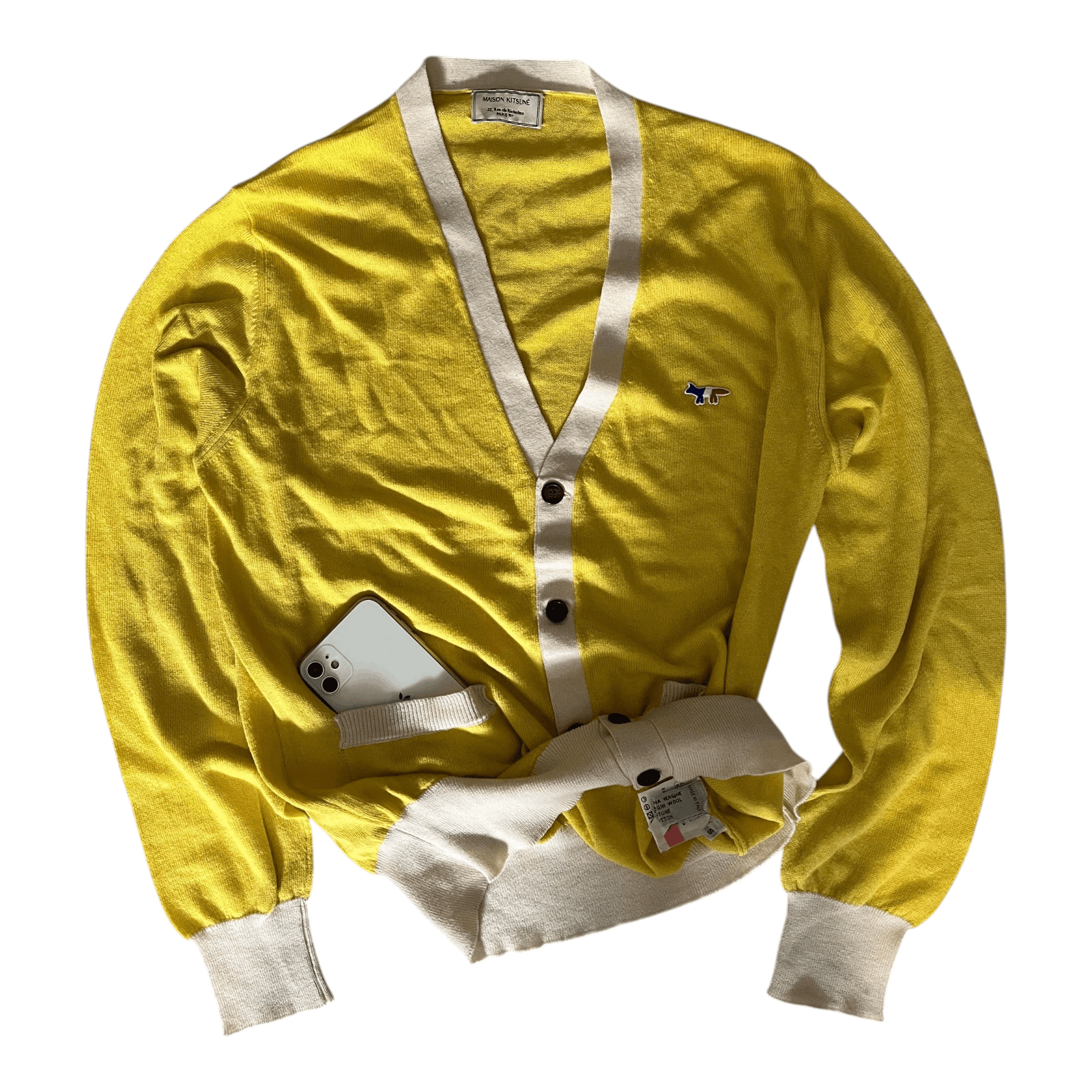 Maison Kitsuné Cardigan in Yellow, Women's (Size L) — image 3 of 4