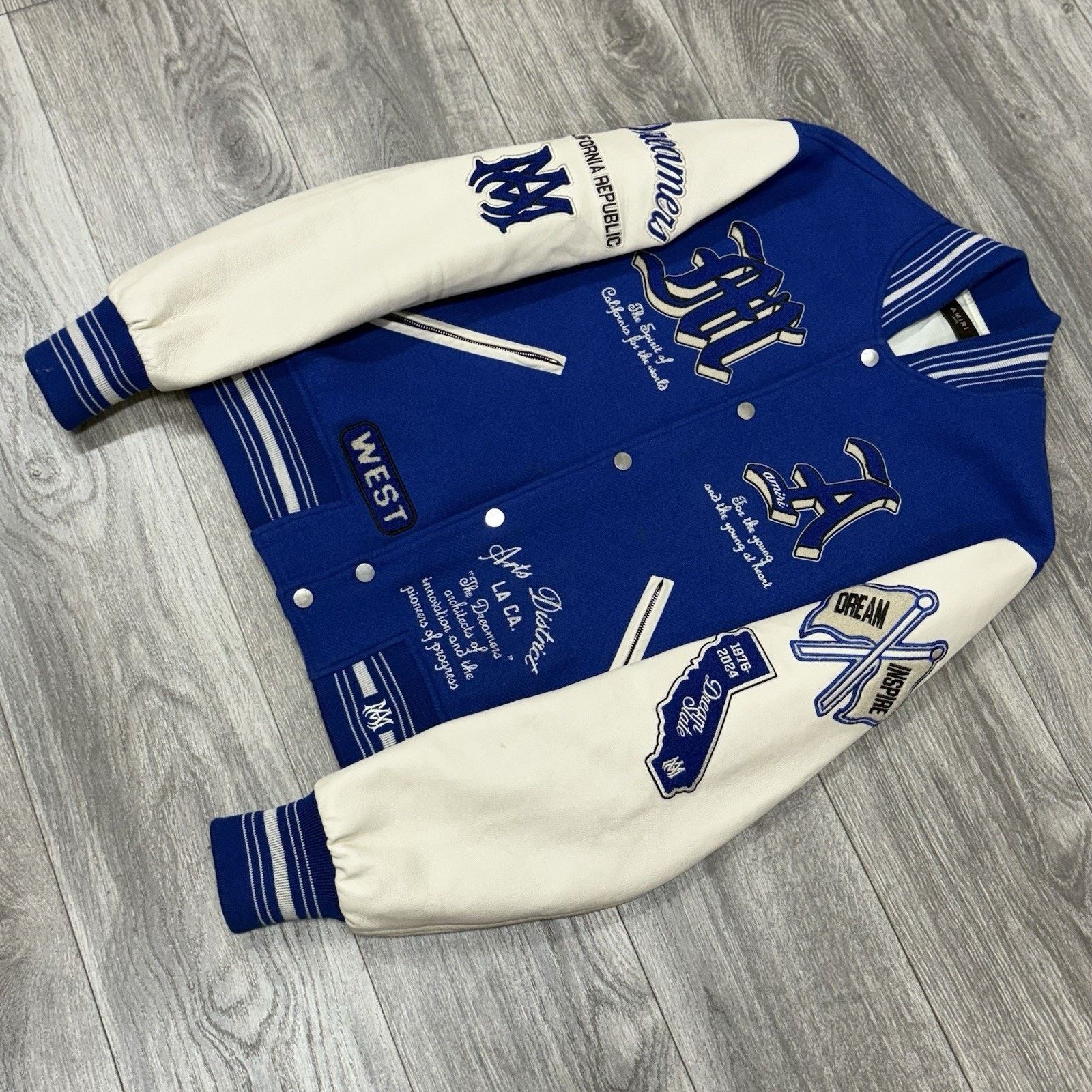Amiri Amiri Dream Team Varsity Jacket ' Blue ' | WORN 3x Size US L / EU 52-54 / 3 - 6 Thumbnail