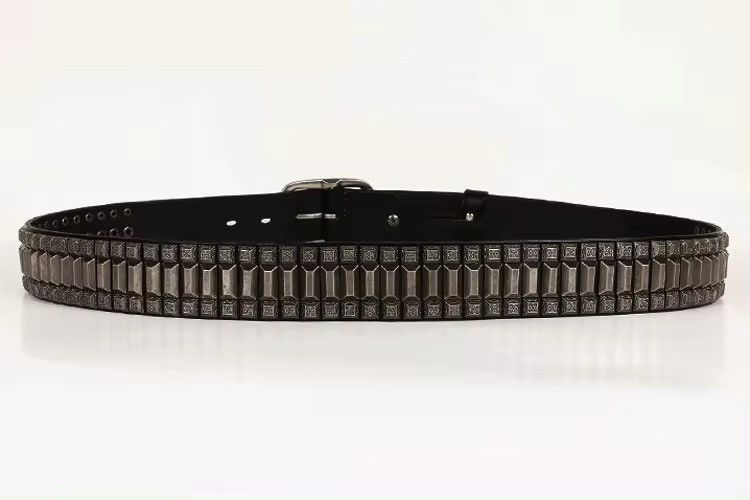 Leather × Vintage Men leather studded pin buckle belt Size ONE SIZE - 4 Thumbnail