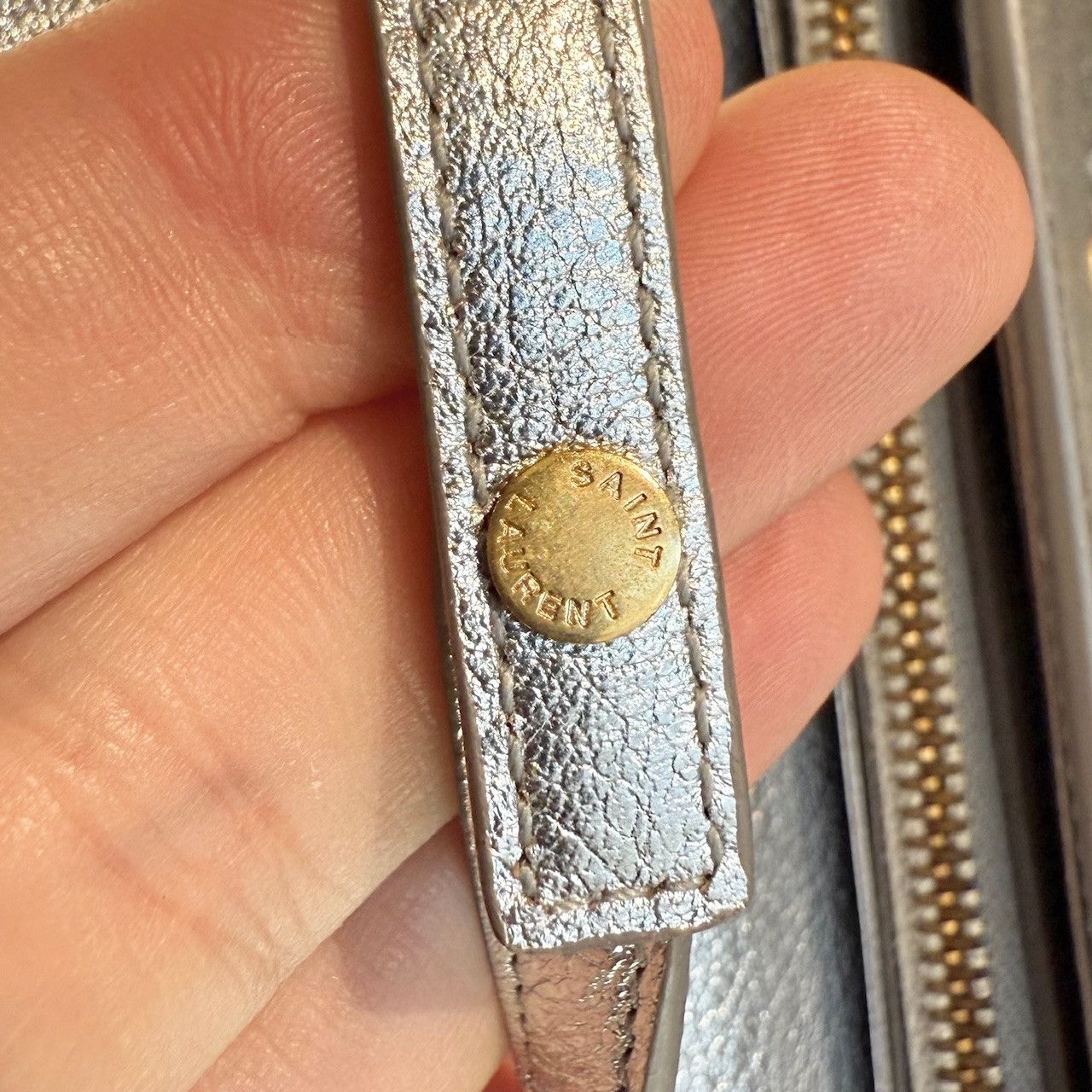 Saint Laurent Paris Saint Laurent Silver Metallic Kate Monogram On Chain Clutch Size ONE SIZE - 12 Thumbnail