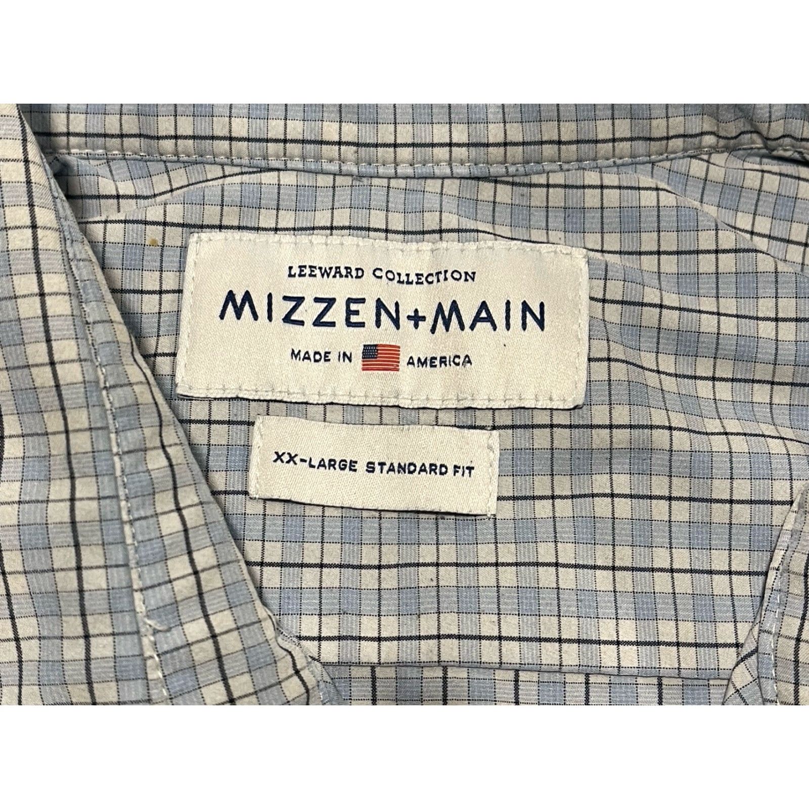 Mizzen+Main Mizzen+Main Button-Up Shirt 2XL Blue Plaid L/S Stretch Knit Casual Mens Shirts Regular Fit Size US XXL / EU 58 / 5 - 4 Thumbnail