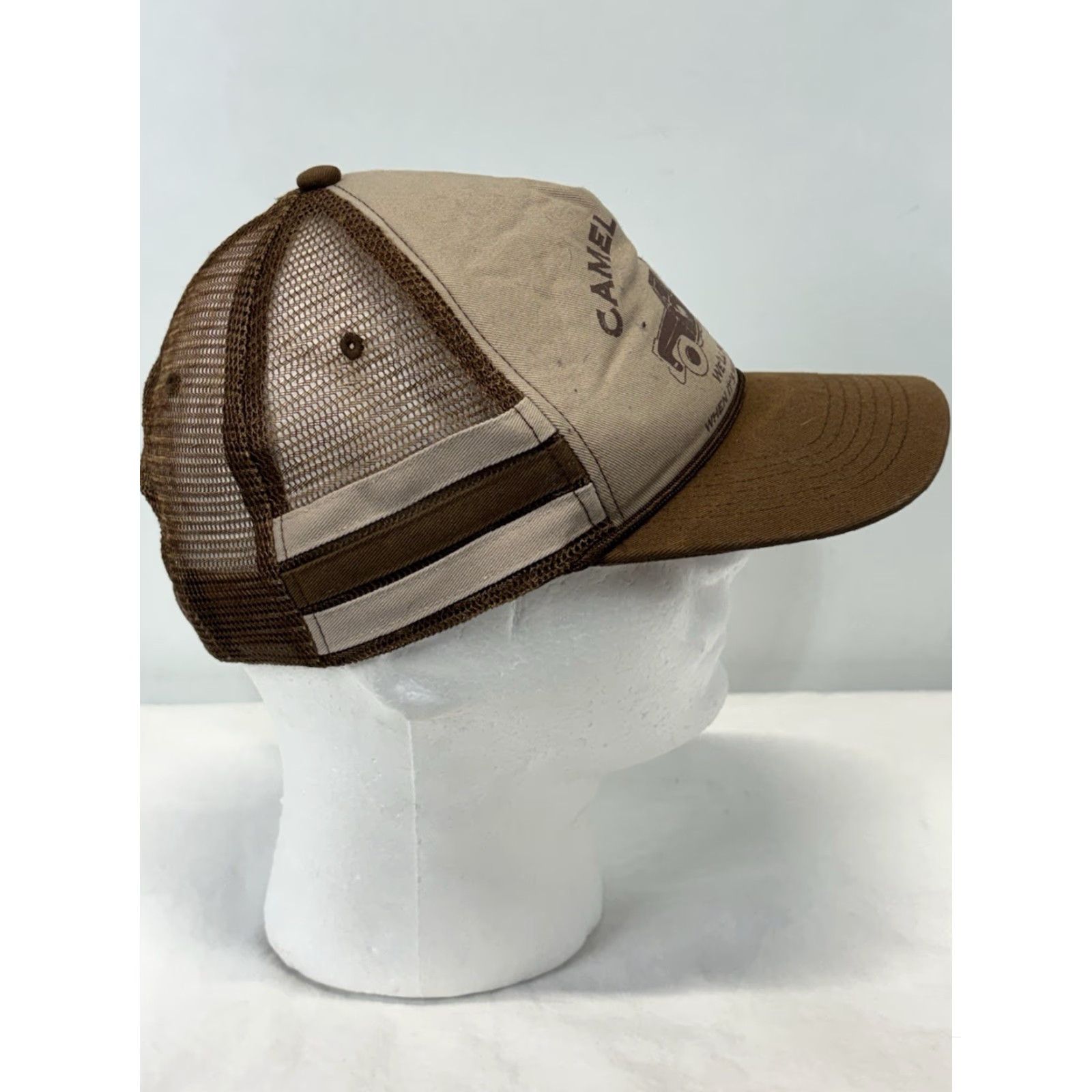 Vintage American Vintage Vintage Camel Towing Hat Cap Snapback Brown Trucker Striped Funny Size ONE SIZE - 5 Thumbnail