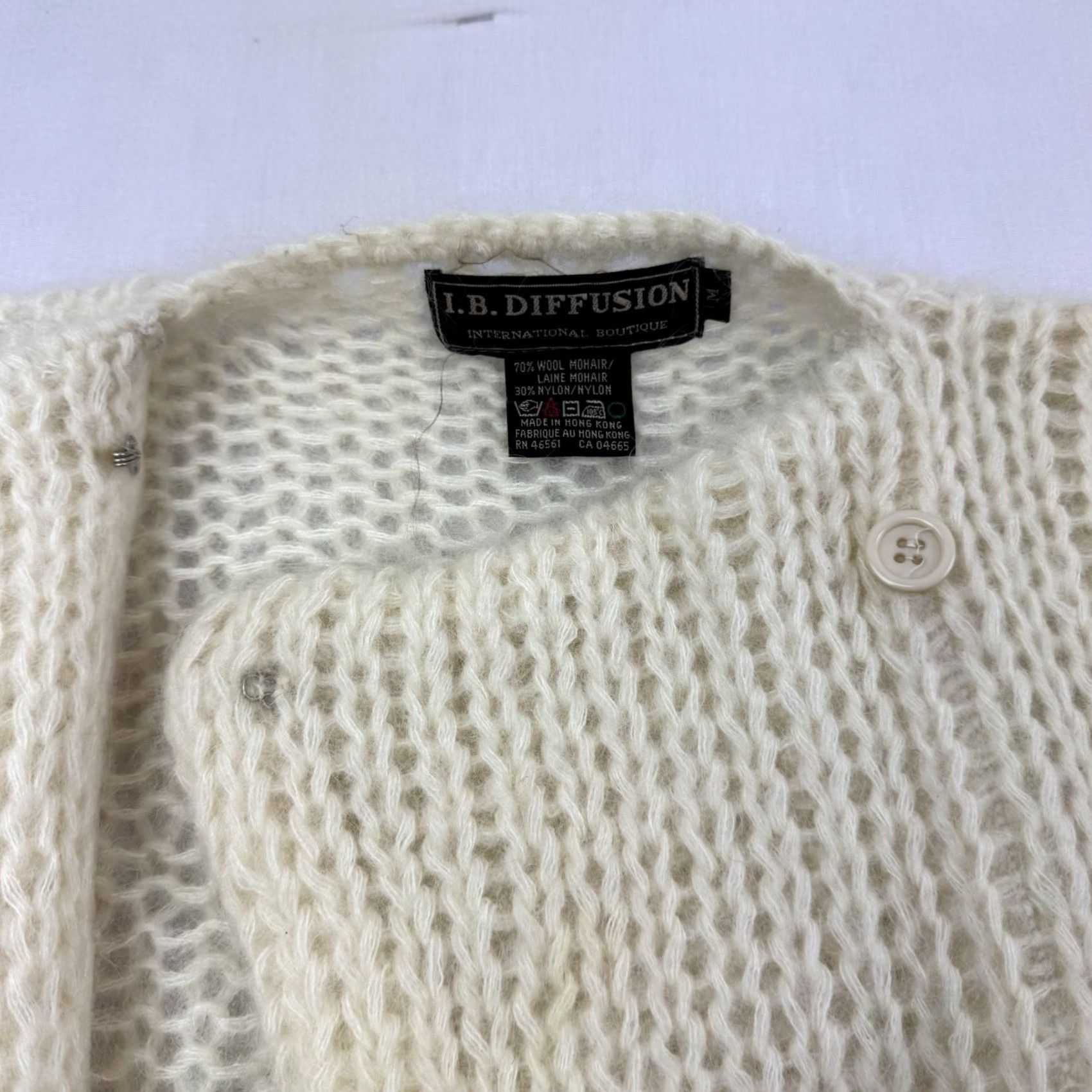 Vintage VINTAGE IB Diffusion Sweater Womens M Knit Mohair Wool Ivory 90s Hipster Shrug Mens Womens Girls Boys Size M / US 6-8 / IT 42-44 - 6 Thumbnail
