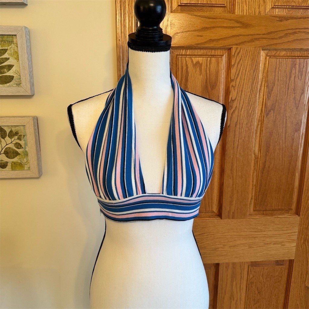 Shein SHEIN Crop Tank Top Womens Size M Blue Pink White Striped H Size M / US 6-8 / IT 42-44 - 1 Thumbnail