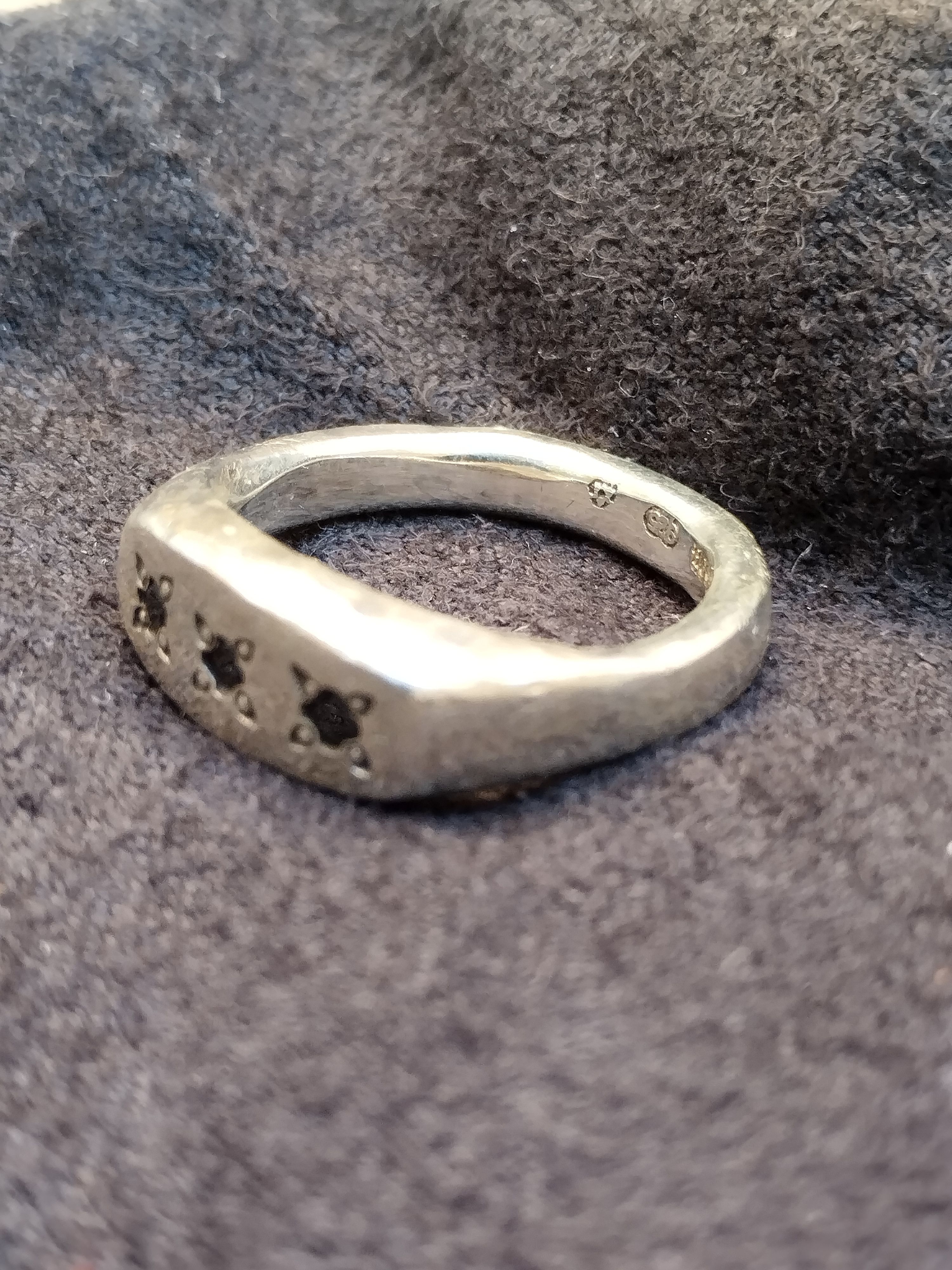 Henson Henson Black Diamond 925 Signet Ring Size ONE SIZE - 9 Thumbnail