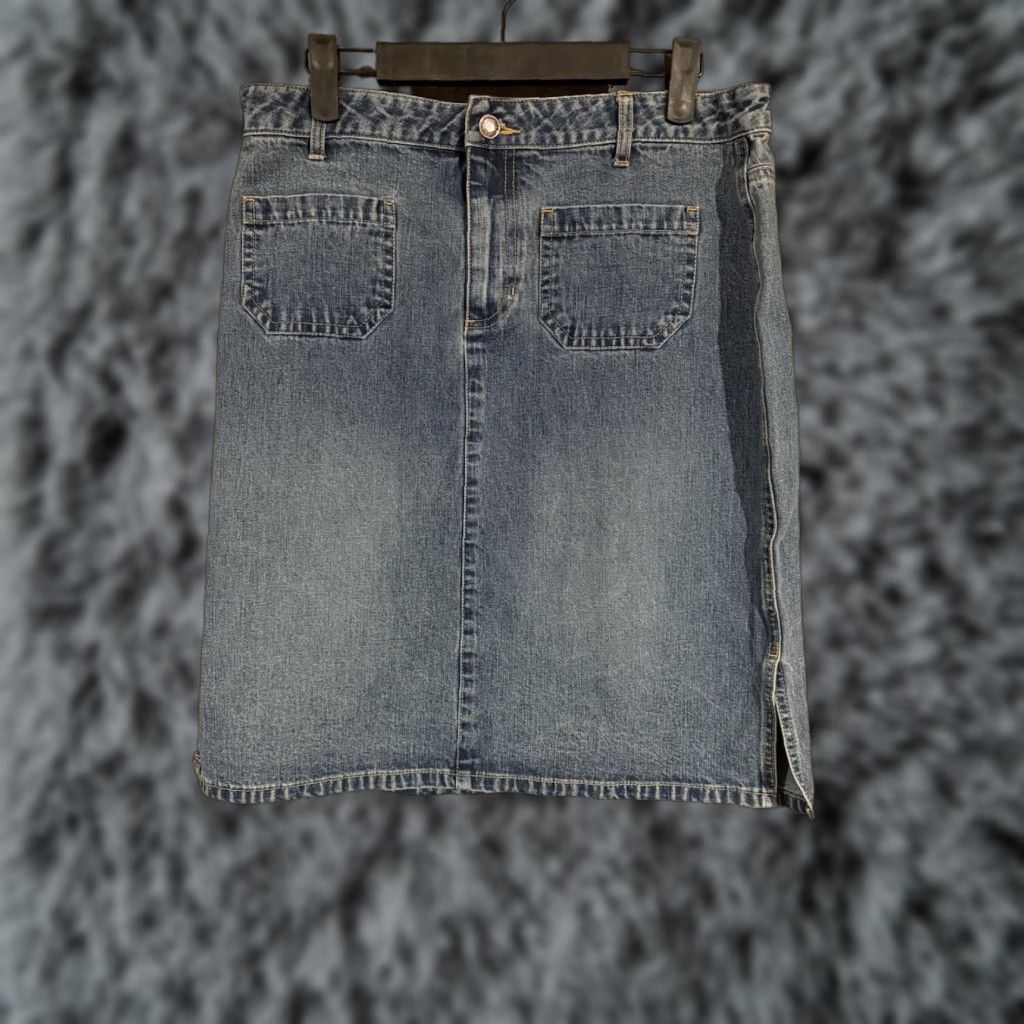 Old Navy VINTAGE Old Navy Denim Skirt Size 10 Women's Straight Knee Length Grunge Y2K Streetwear 100% Cotton Pockets Size 32" / US 10 / IT 46 - 1 Thumbnail
