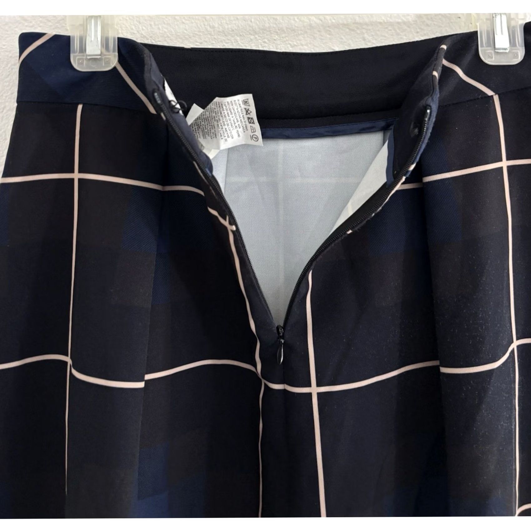 Marella Marella Skirt Blue Plaid Lined High Rise 8 Women Italy Workwear Casual Knee Length Polyester Zip Pattern Vintage No Size 30" / US 8 / IT 44 - 3 Thumbnail