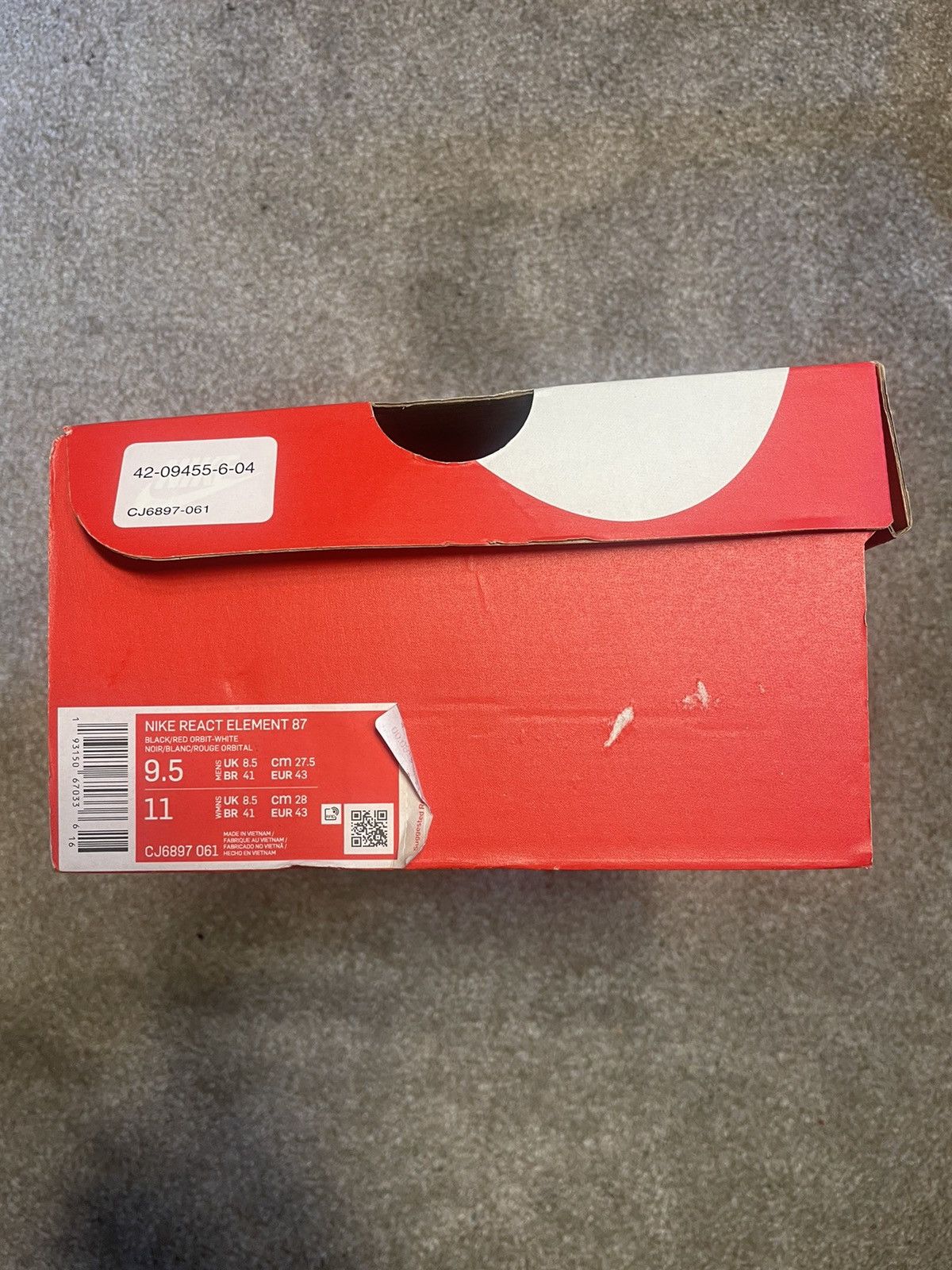 Nike Nike React Element 87 “Red Orbit” Size US 9.5 / EU 42-43 - 9 Thumbnail