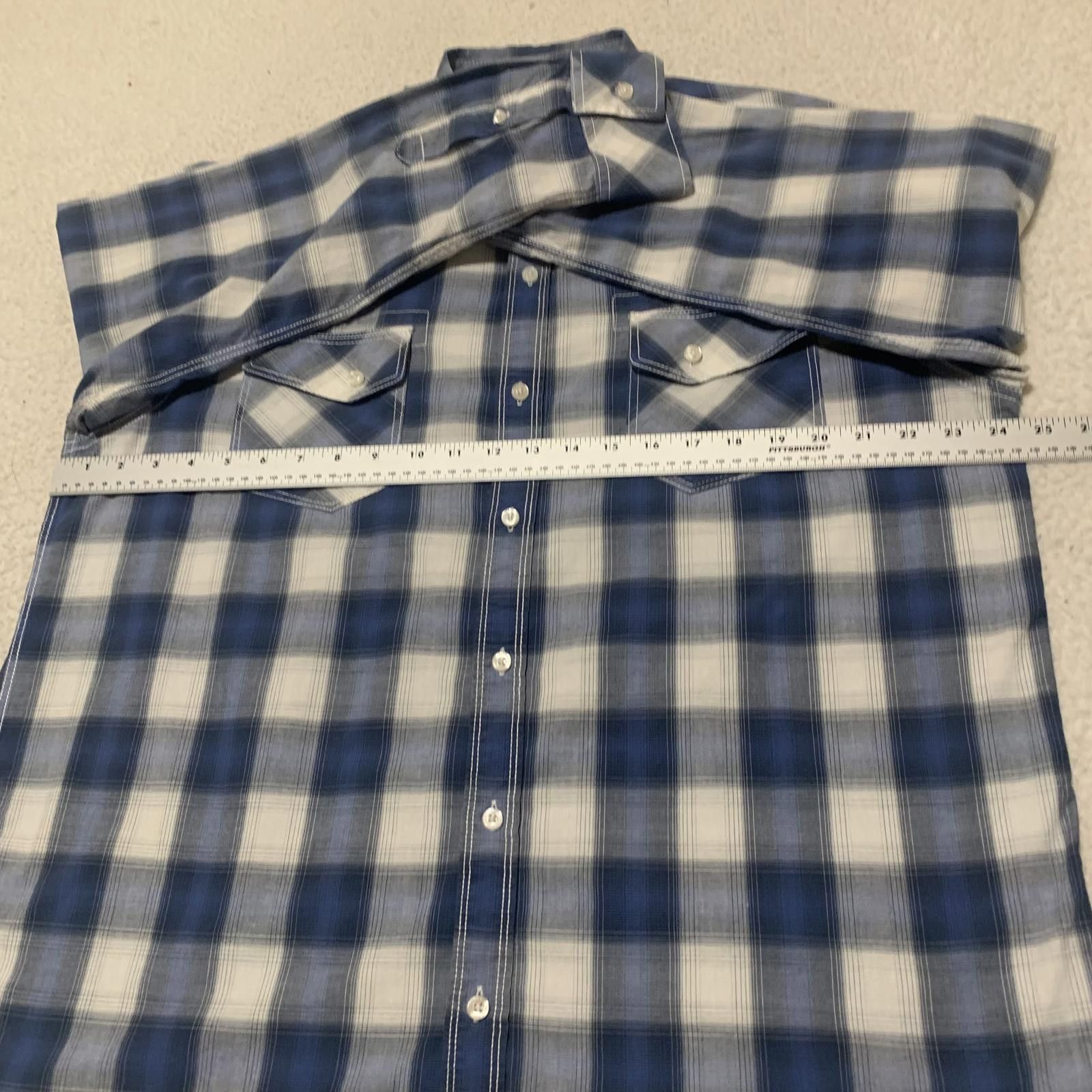 American Rag American Rag Men's XL Blue White Plaid Long Sleeve Shirt Size US XL / EU 56 / 4 - 8 Thumbnail
