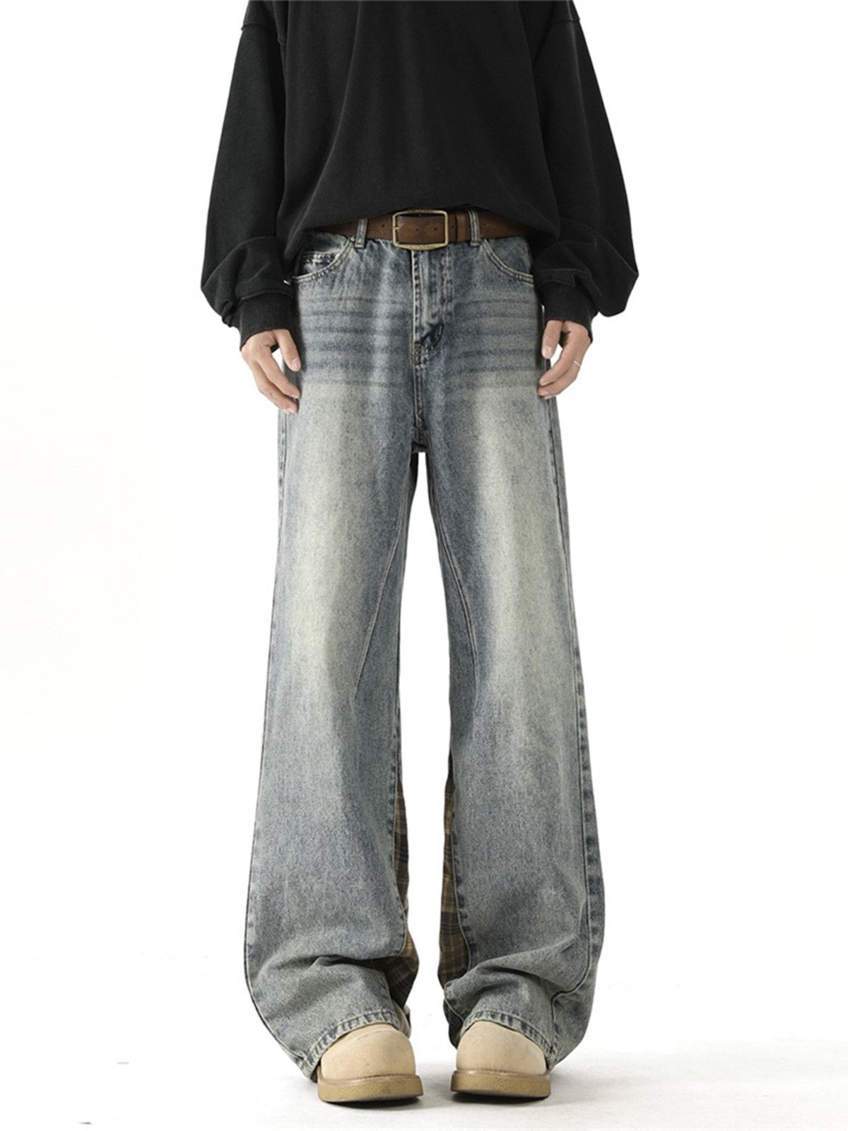 Japanese Brand Men's versatile retro loose patchwork curved jeans y2k Size US 32 / EU 48 - 1 Thumbnail