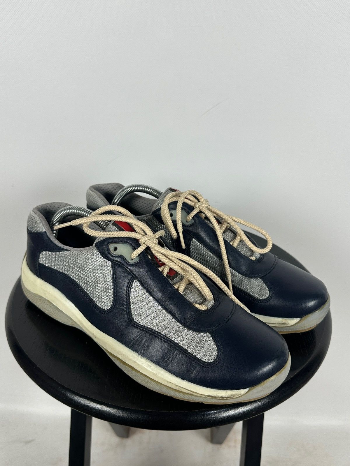 Prada Prada America’s Cup Navy Blue Leather Sneakers Size US 7.5 / EU 40-41 - 6 Thumbnail