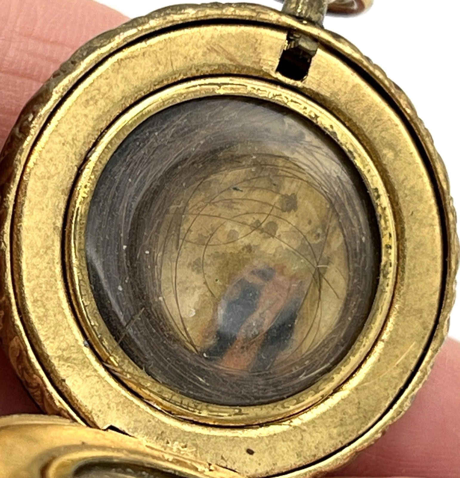 Other Antique Mourner Locket Pendant ROUND Enamel Flowers Size ONE SIZE - 4 Thumbnail
