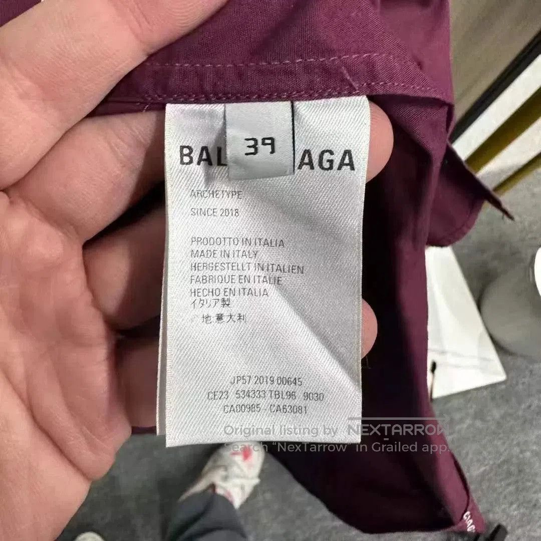Balenciaga Balenciaga Burgundy All-Over Print Shirt Size 39. Size US XXS / EU 40 - 4 Thumbnail