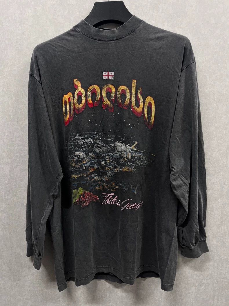 Balenciaga Balenciaga Georgian Night View Washed Long Sleeve Shirt, S Size US S / EU 44-46 / 1 - 1 Thumbnail