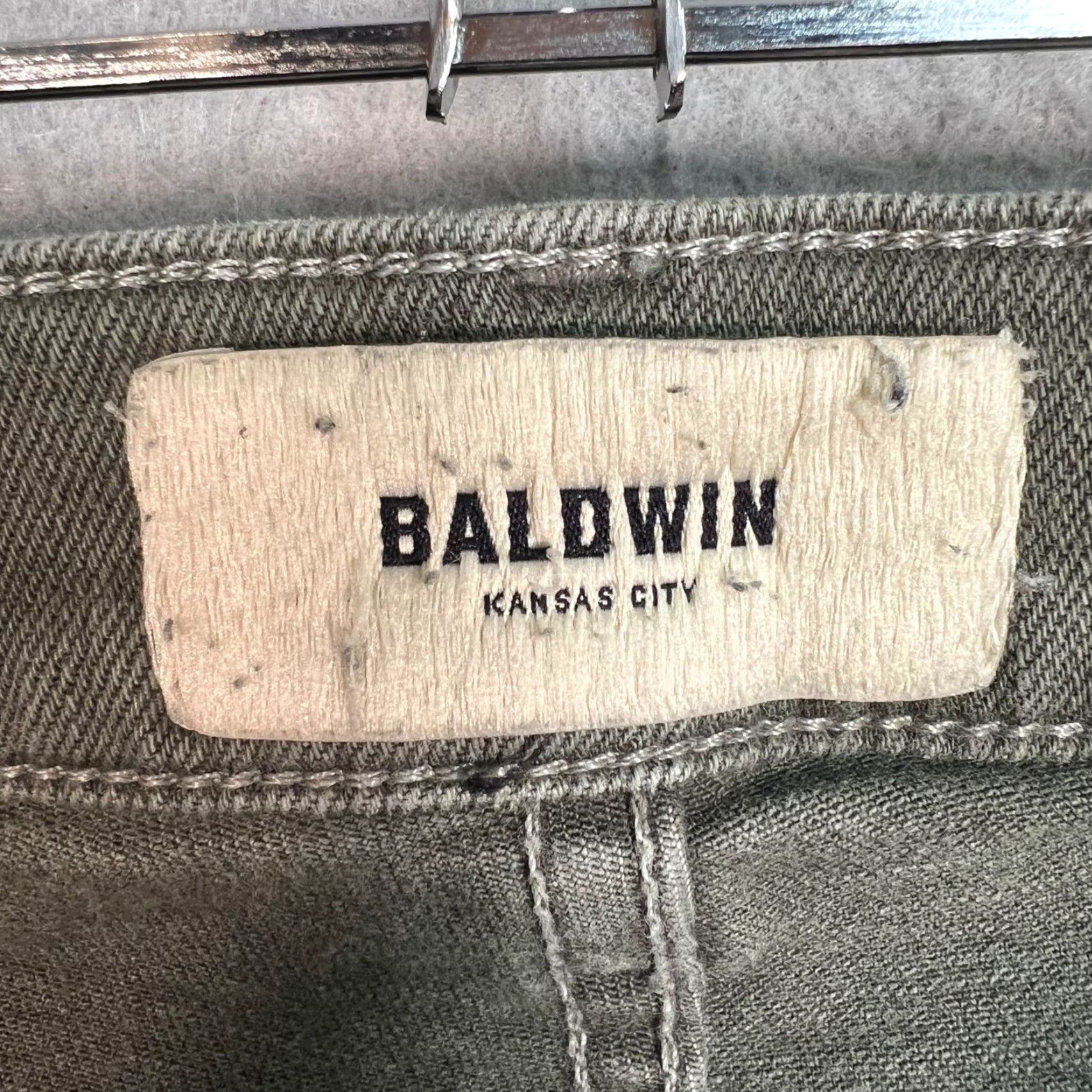 Vintage BALDWIN Jeans Slim 29 5-Pocket Denim USA Cotton Green Gray Mens Adult Size US 29 - 3 Thumbnail