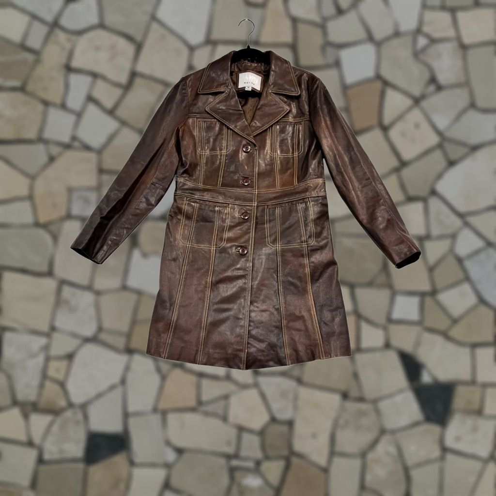Vintage VINTAGE Wilson's Leather Women Coat Trench Brown Medium Leather Button Front Womens Maxima 2669 Size M / US 6-8 / IT 42-44 - 1 Thumbnail