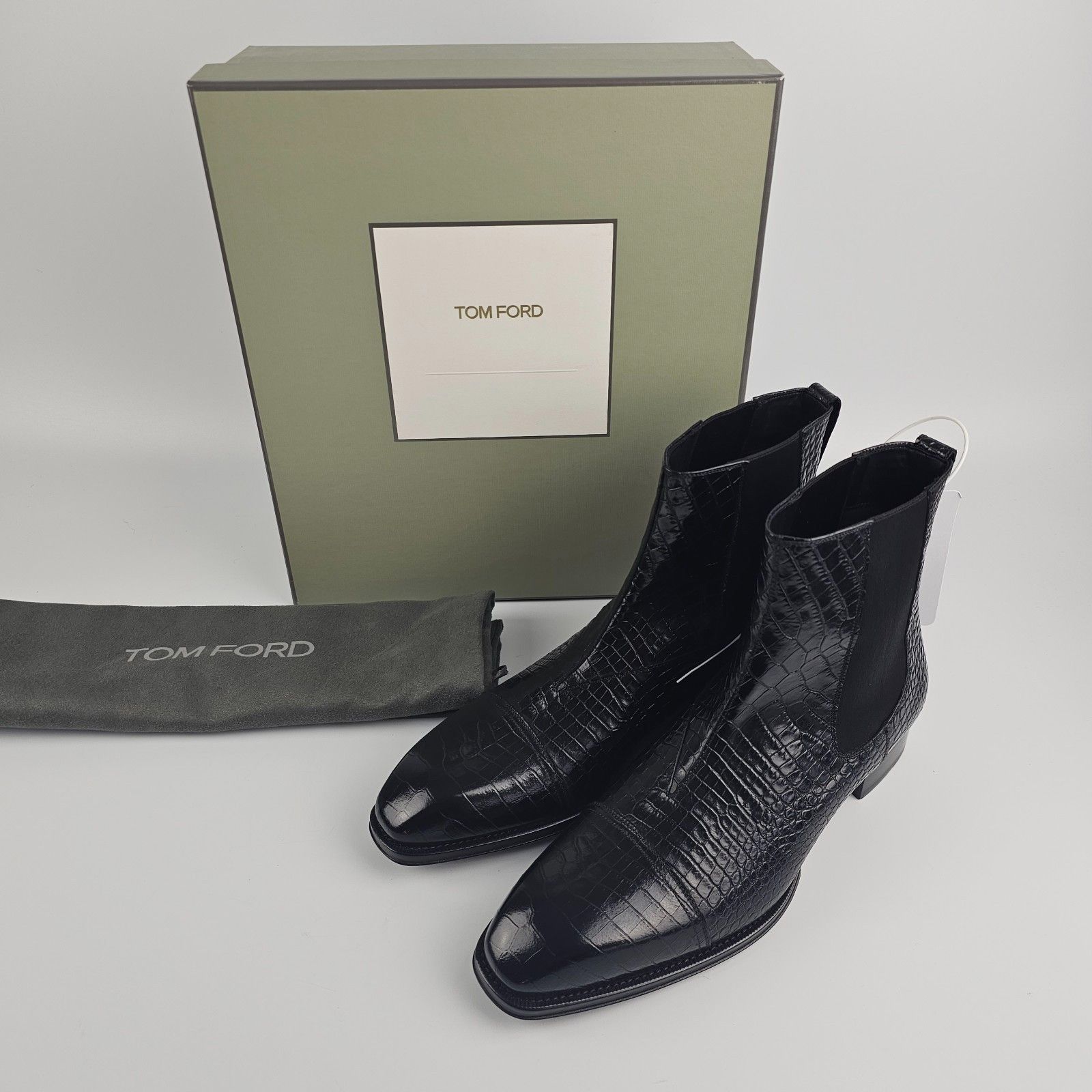 Tom Ford TOM FORD Black Embossed Leather Ankle Boots New & Authentic Size US 12 / EU 45 - 5 Thumbnail