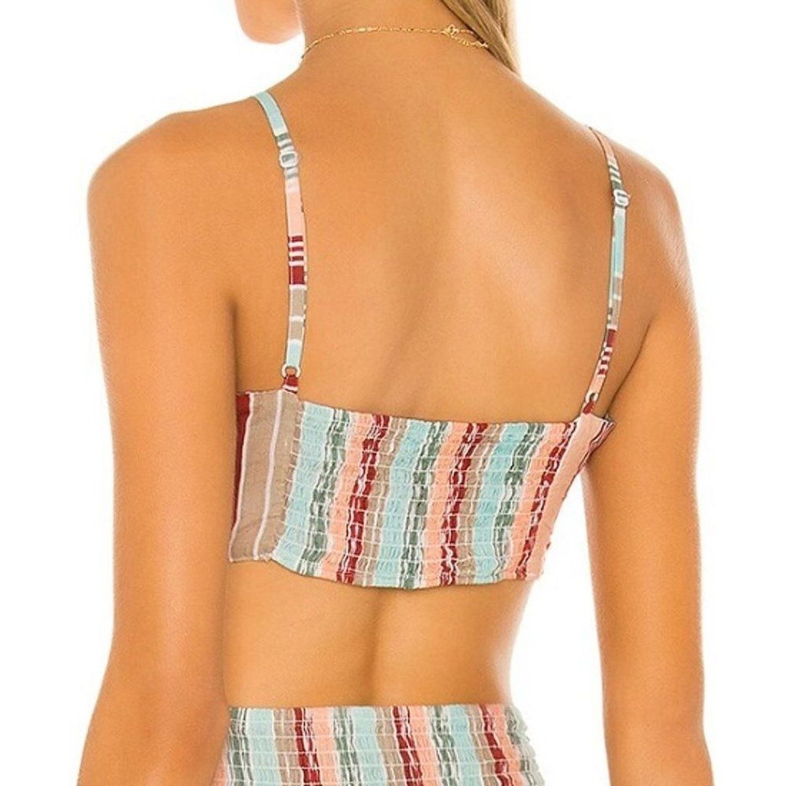 Other NWT PILYQ x Helen‎ Owen Tie-Front Top Multi Striped M/L Size ONE SIZE - 6 Thumbnail