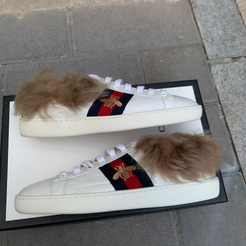 Gucci Gucci Ace Wool Embroidered Bee Sneakers - Size US 5 / EU 37 - 3 Thumbnail