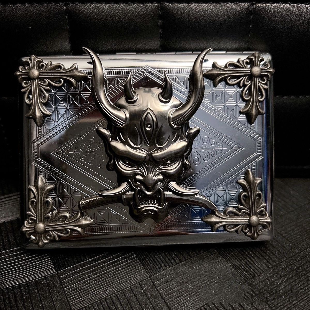 Japanese Brand Dark Style Thick Smoking Cigarette Box Case Size ONE SIZE - 2 Thumbnail