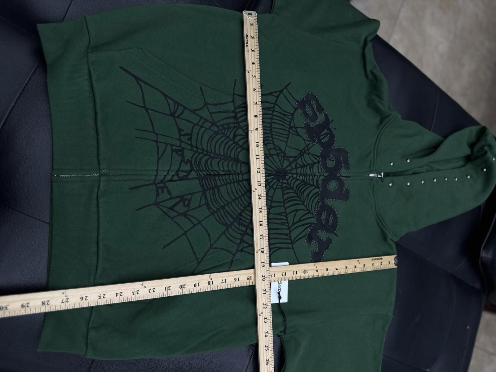 Sp5der Sp5der Worldwide Green Zip Up Studded Hoodie Size XL Size US XL / EU 56 / 4 - 9 Thumbnail
