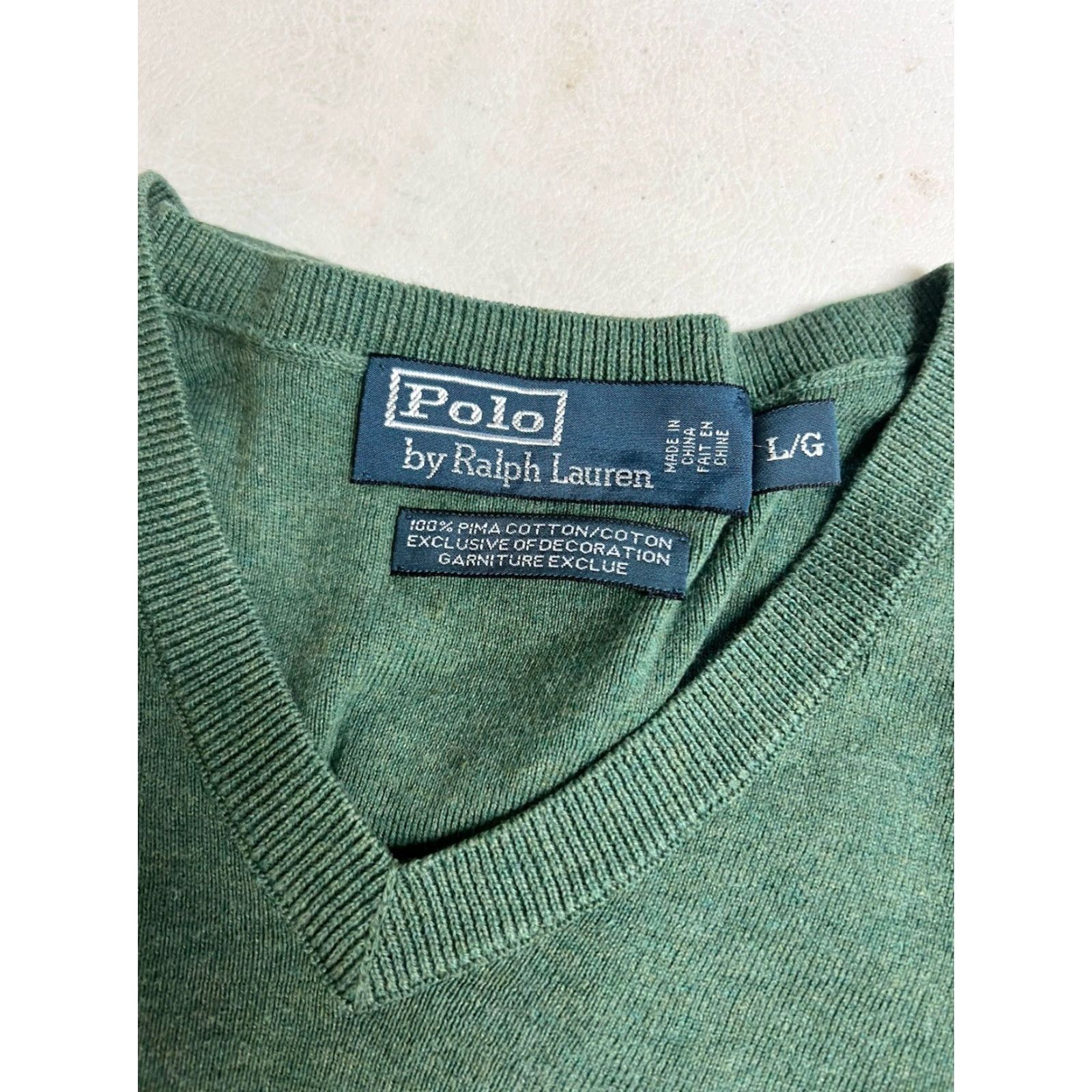 Polo Ralph Lauren VINTAGE Polo Ralph Lauren Sweater Vest Shirt Mens L Cotton Green V-Neck Pima Vest Polo Ralph Lauren Pony Size US L / EU 52-54 / 3 - 4 Thumbnail