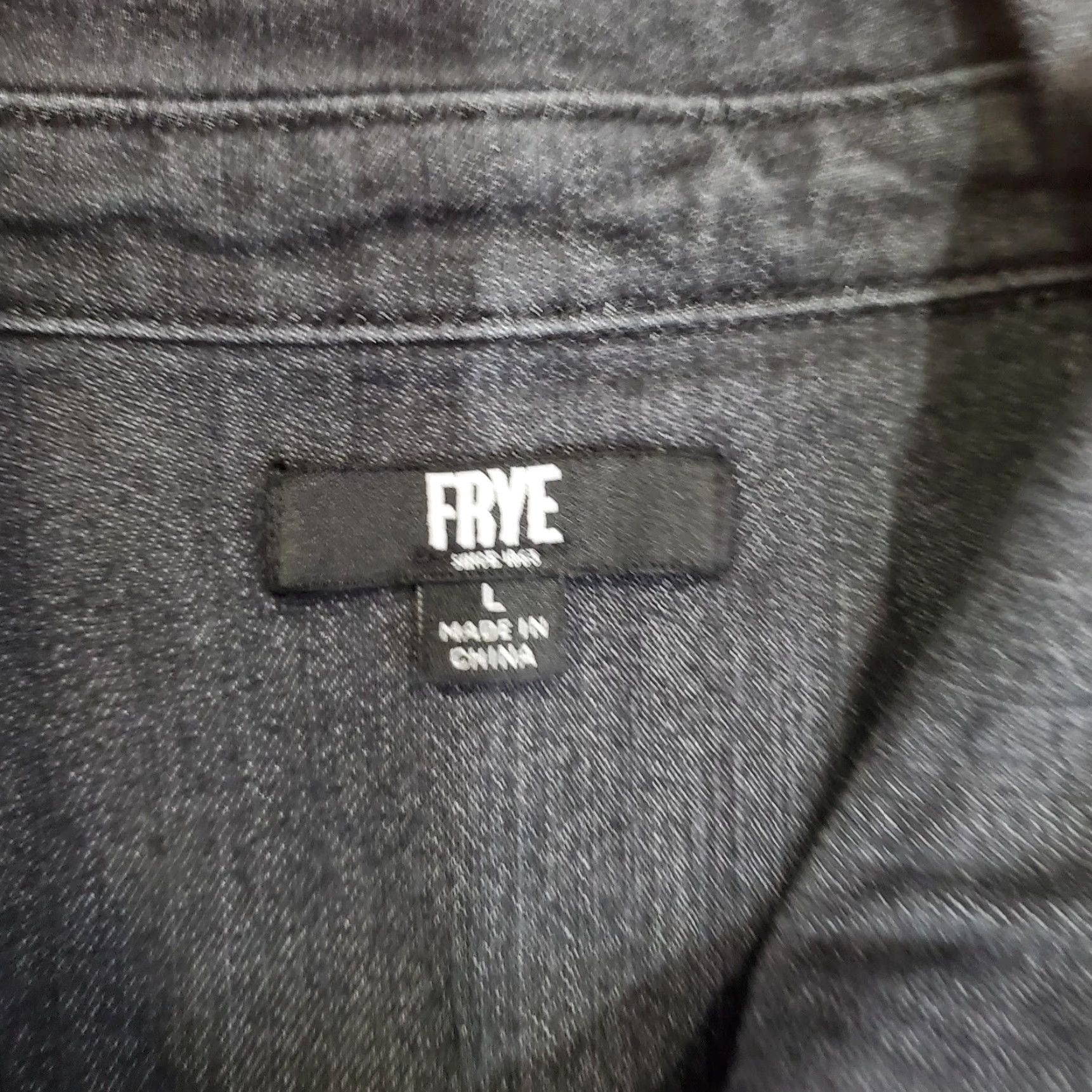Frye Frye Shirt Mens Large Gray Denim Western Stretch Button Front Long Sleeve Casual Size US L / EU 52-54 / 3 - 5 Thumbnail