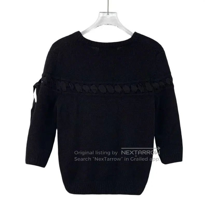 Fendi Fendi Black Ribbed Tie Neck Sweater. Size US S / EU 44-46 / 1 - 2 Thumbnail
