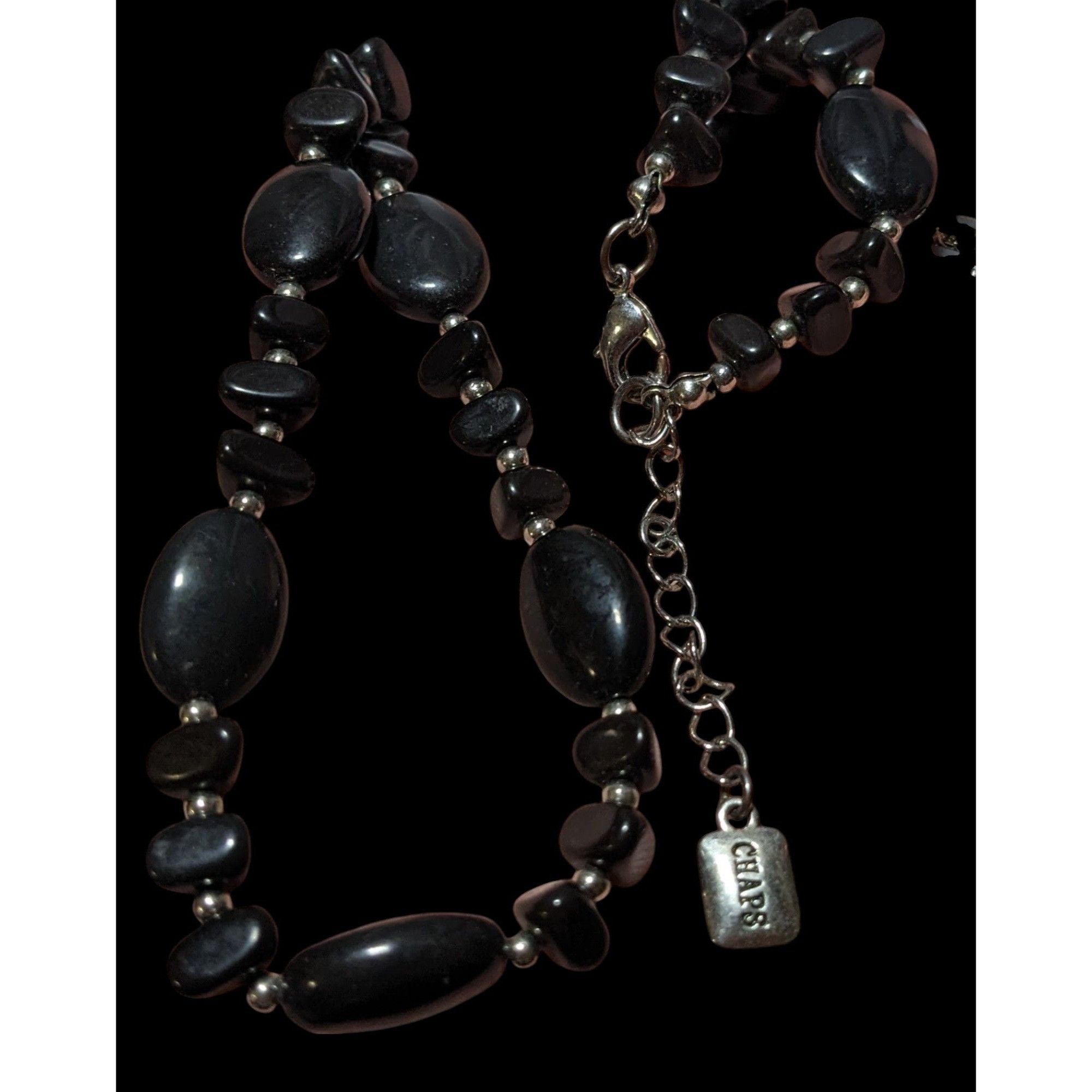 Chaps Preppy Beaded Chaps Black And Silver Necklace Size ONE SIZE - 8 Thumbnail