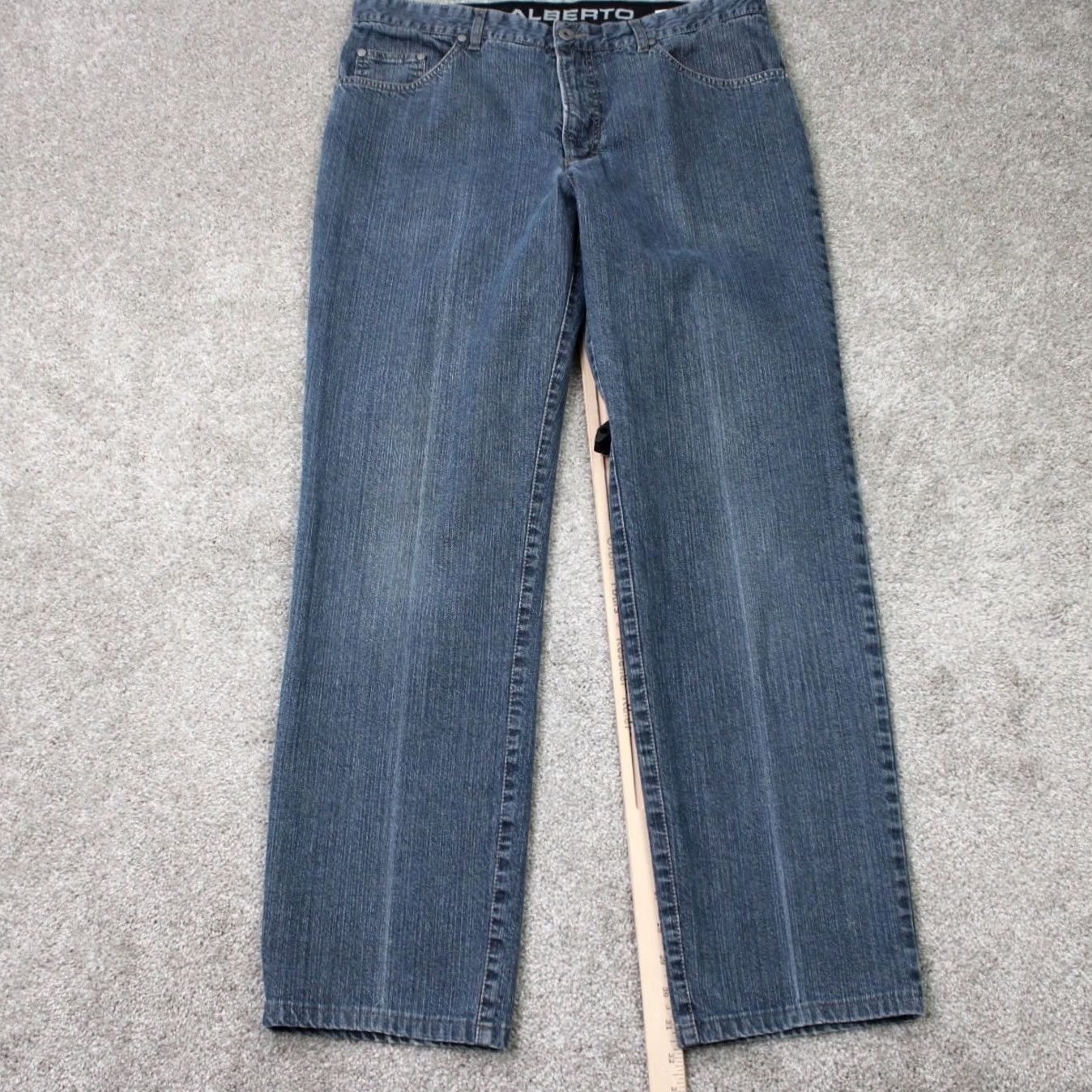 Vintage Alberto Mens 36x32 Blue Cotton Stretch 5-Pocket Straight Jeans Size US 36 / EU 52 - 3 Thumbnail