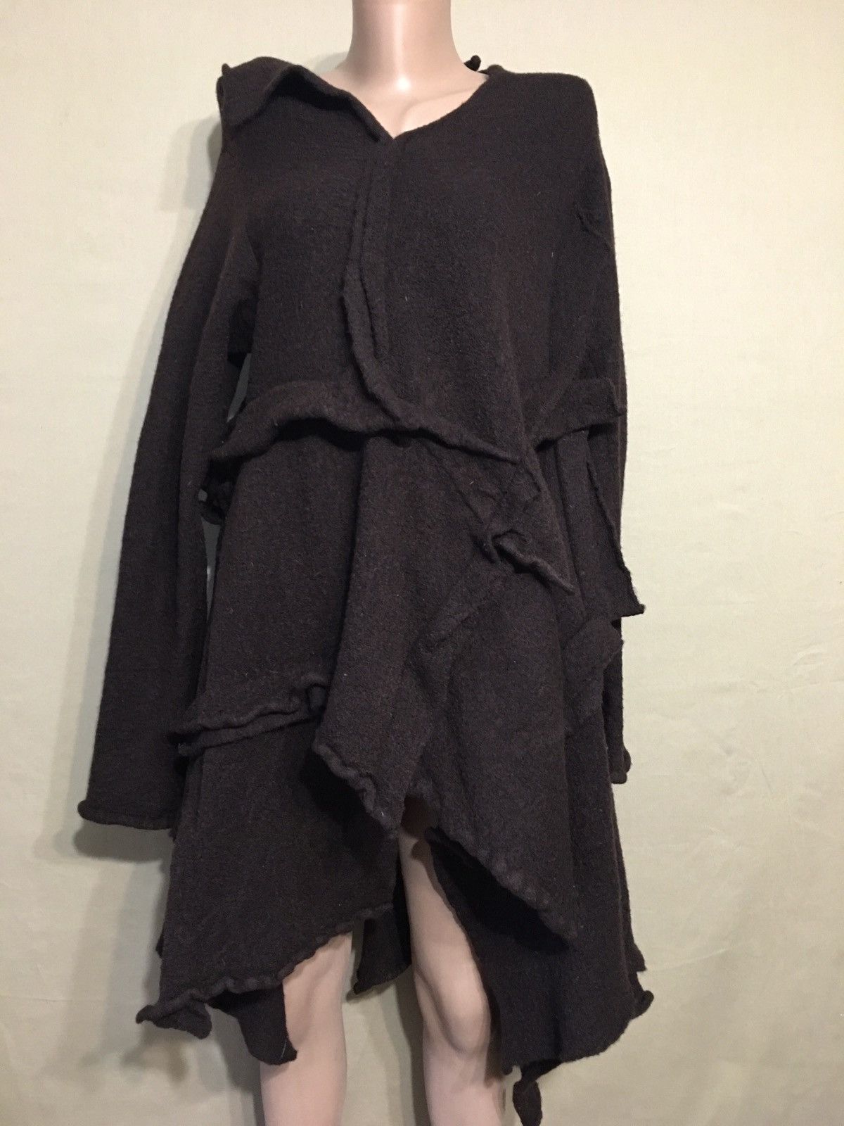 image of Rundholz Black Label Brown Wool Designer Dress Poncho M, Women's (Size Medium)