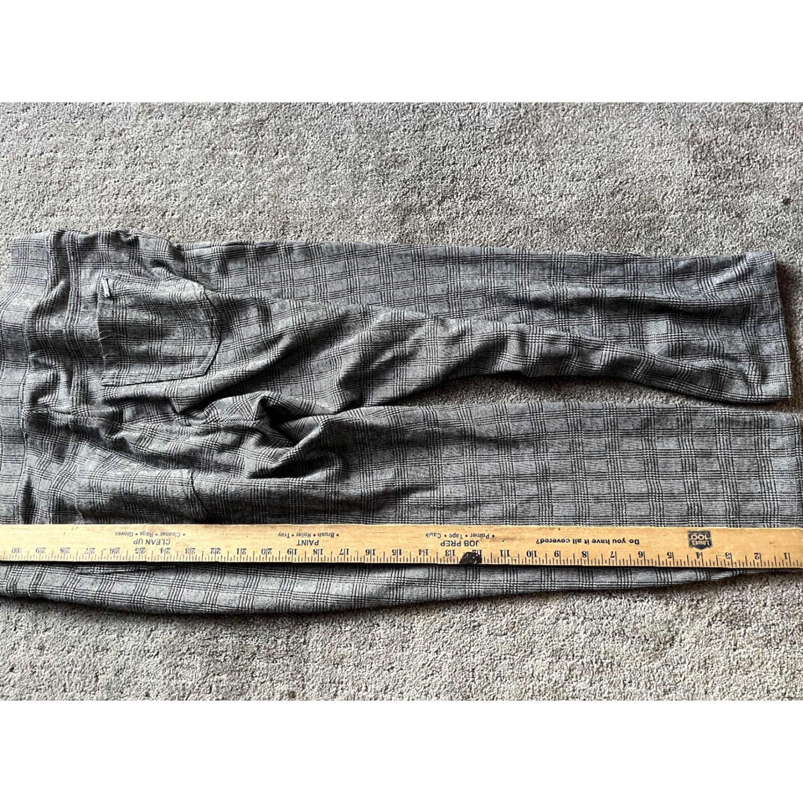 Vintage Tahari Pants Window Pane Plaid Charcoal Gray Ponte Knit L Womens Size 36" / US 14 / IT 50 - 6 Thumbnail