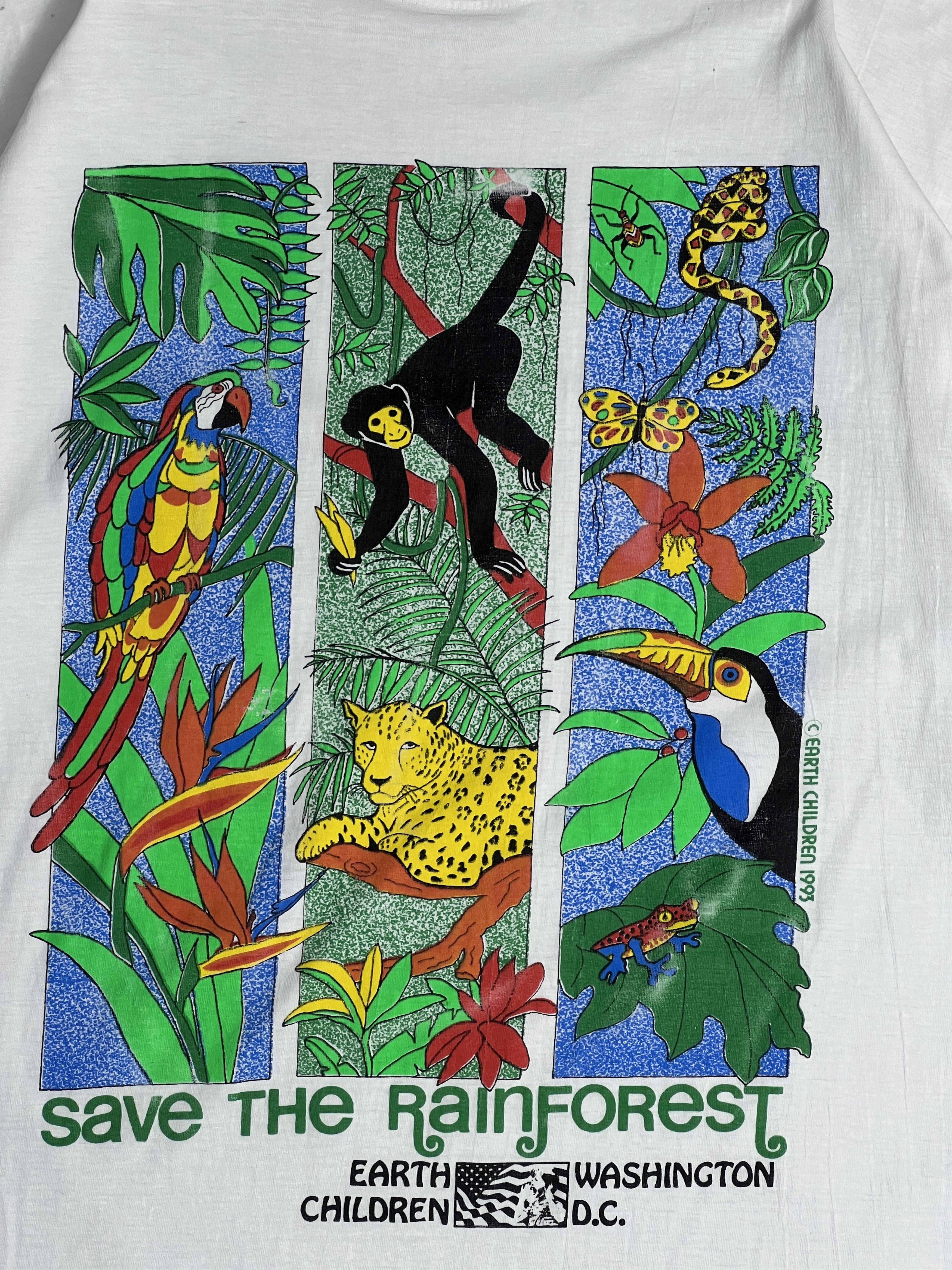 Rainforest × Vintage Vintage 90s Save The Rain Forest Art Tee GTME345 Size US XL / EU 56 / 4 - 2 Thumbnail