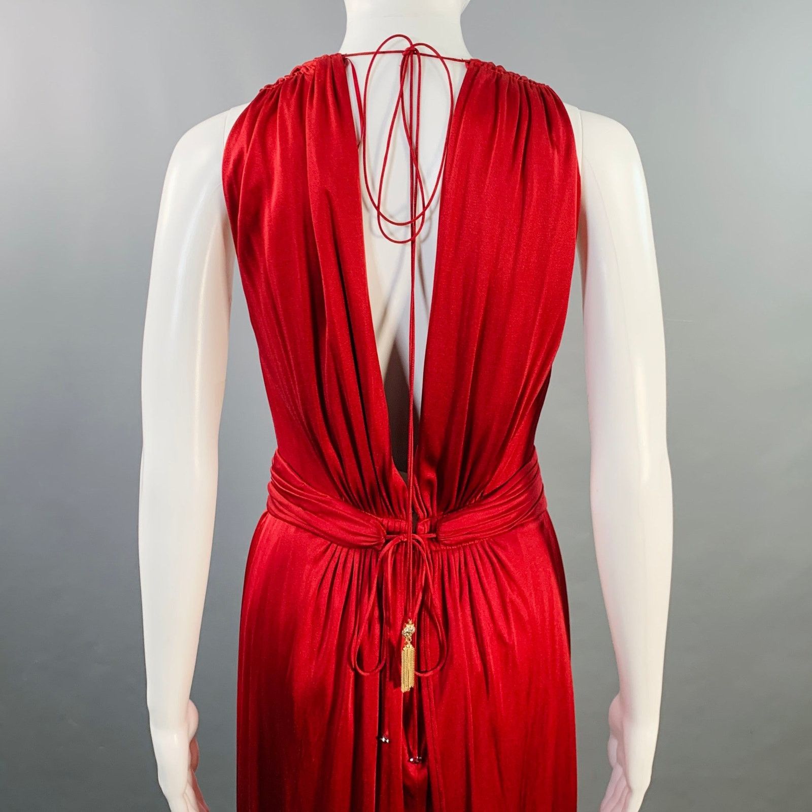 Azzaro AZZARO PARIS Woven Red Knee Length Cocktail Dress Size S / US 4 / IT 40 - 5 Thumbnail