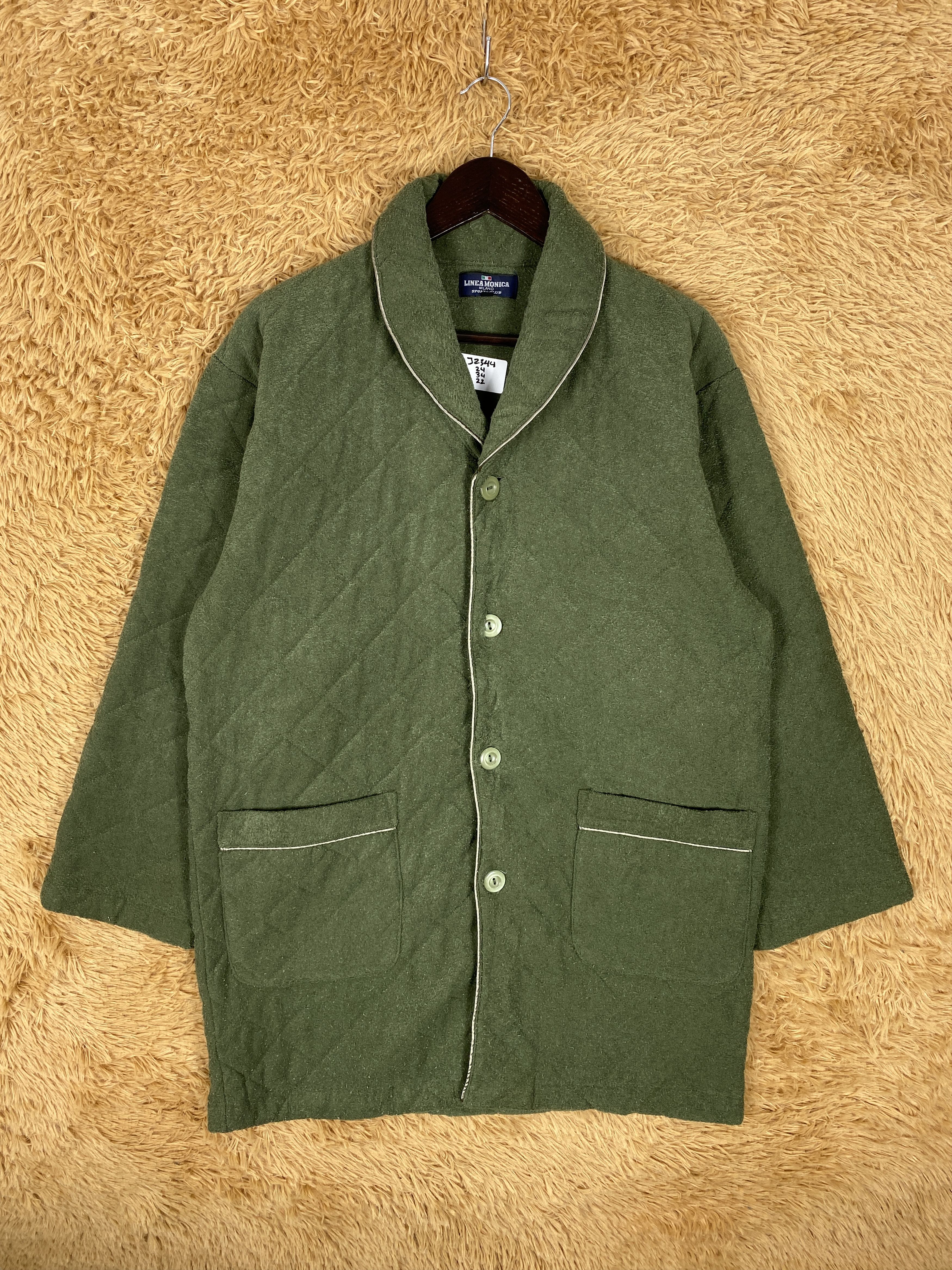 image of Italian Designers x Vintage Linea Monica Milano Quilted Long Jacket in Green, Men's (Size Medium)