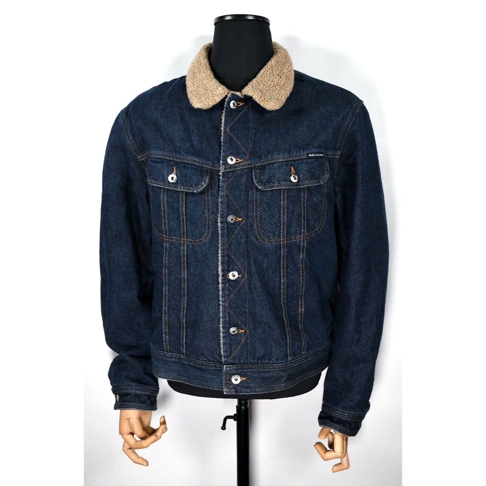 Dolce & Gabbana DOLCE&GABBANA Blue Denim Sherpa Cropped Jacket XL Men Denim Jacket Blues 90s Jeans style, Casual, Button 100% Cotton Blue Mens XL - Vintage? Size US XL / EU 56 / 4 - 2 Thumbnail
