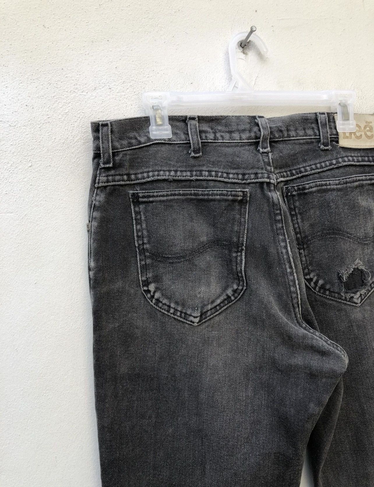 Lee Vintage 80s Lee Usa Faded Black Denim Distressed Jeans Size US 34 / EU 50 - 17 Thumbnail