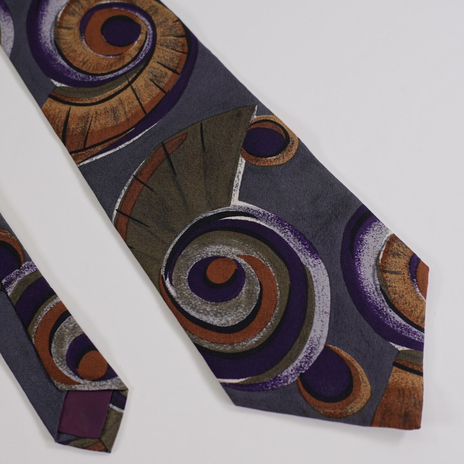 Enrico Coveri Enrico Coveri Abstract Print Blue Gray Purple Short Silk Tie Size ONE SIZE - 1 Thumbnail