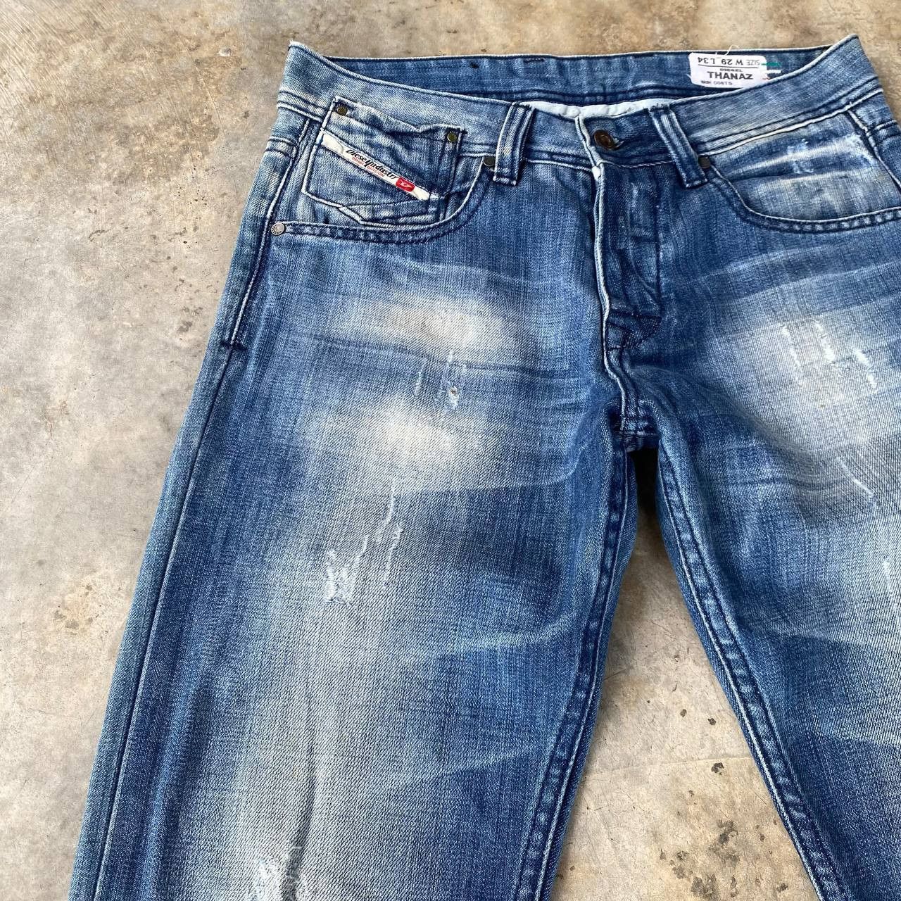 Diesel DIESEL THANAZ 008TS WASH DISTRESSED DENIM ITALY Size US 29 - 4 Thumbnail