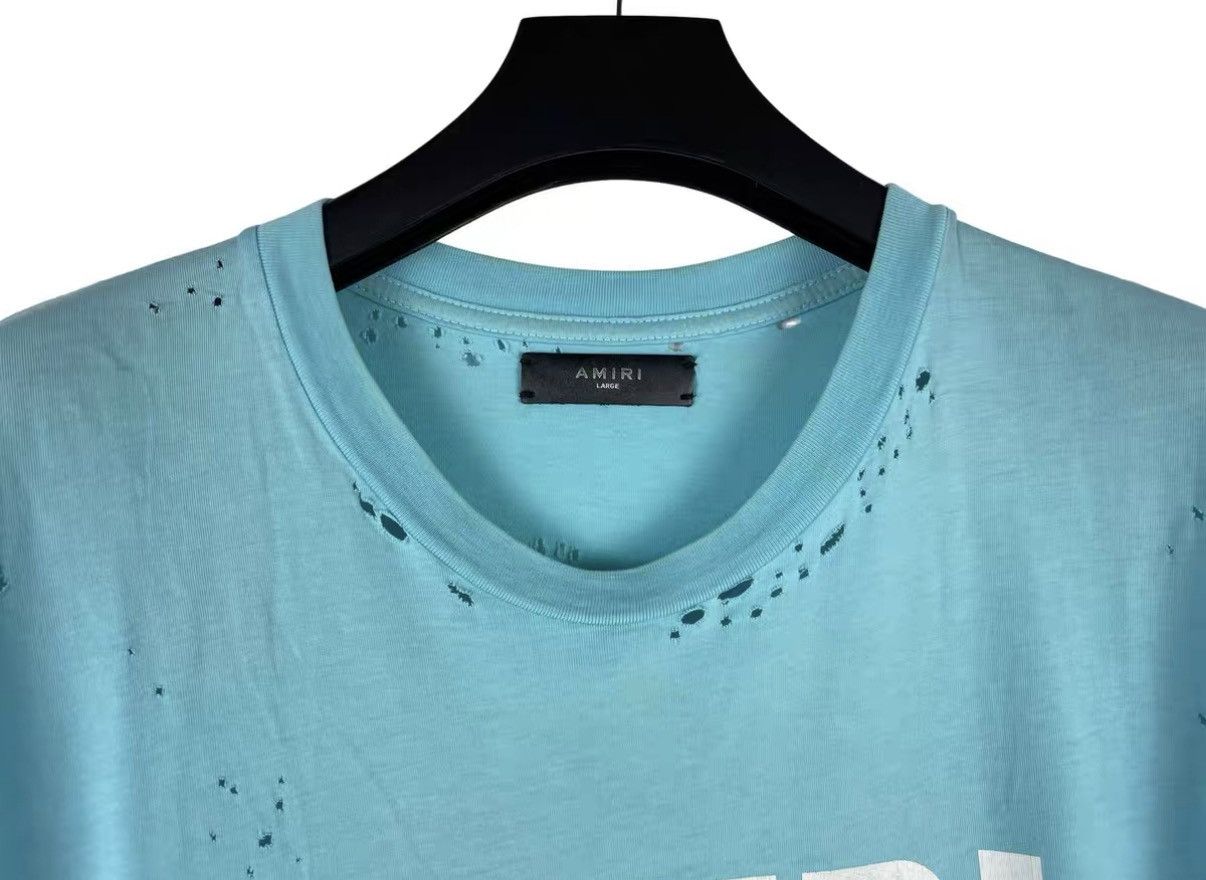 Amiri Amiri Sky Blue Shotgun Destroyed Bear Short Sleeve J31 Size US L / EU 52-54 / 3 - 3 Thumbnail