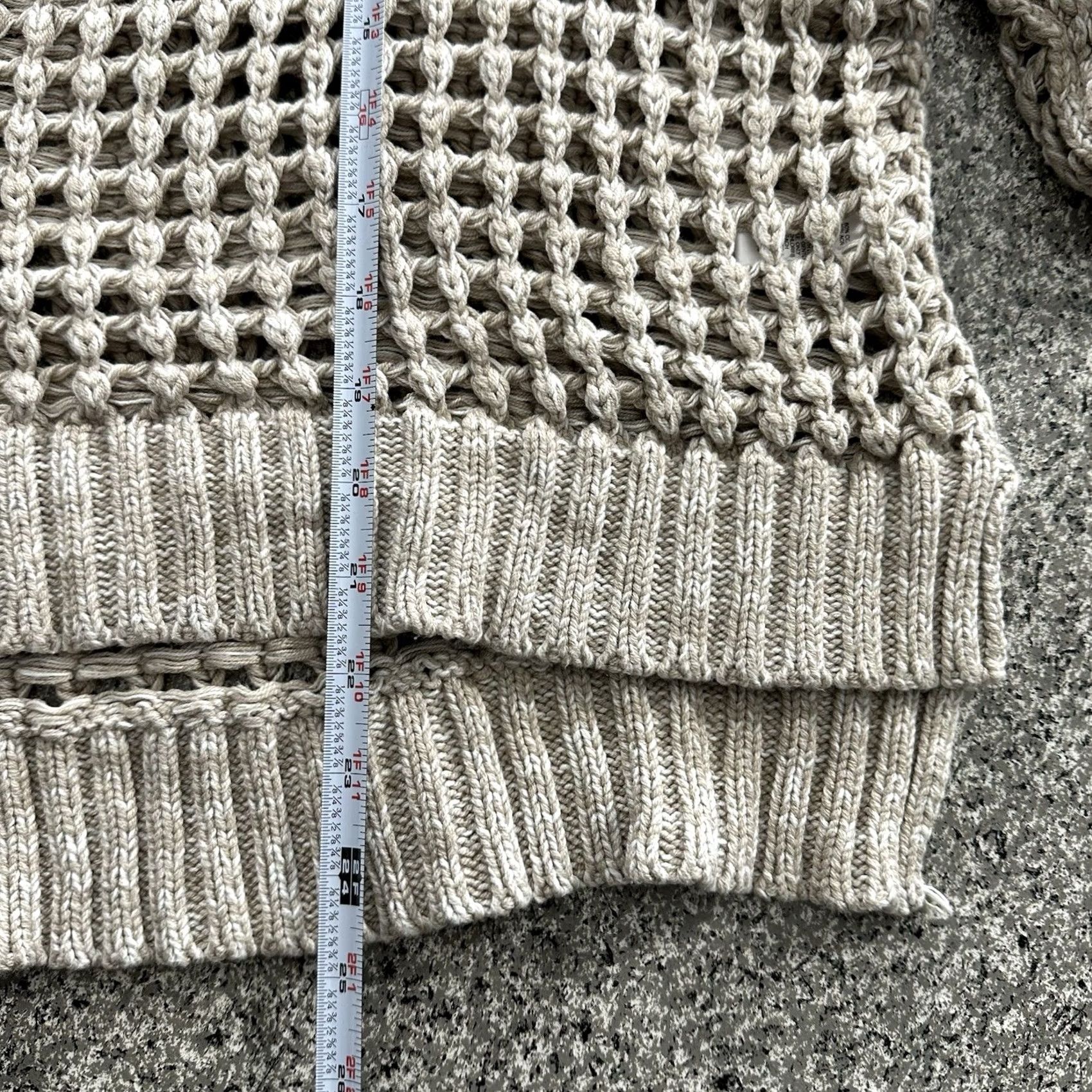 Express Express Sweater L Womens Crew Neck Open Knit Tan Brown Crochet Long Sleeve Pullover Size L / US 10 / IT 46 - 4 Thumbnail