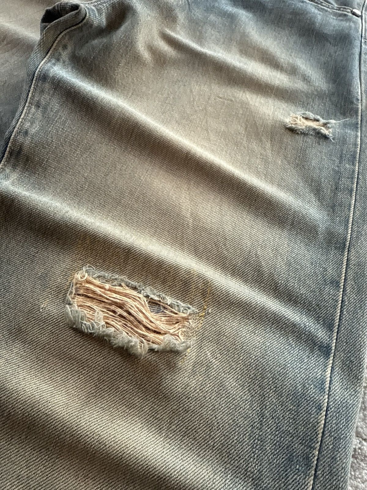 Japanese Brand Vintage Wrangler Mud Wash Distressed Baggy Selvedge Jeans Size US 29 - 10 Thumbnail