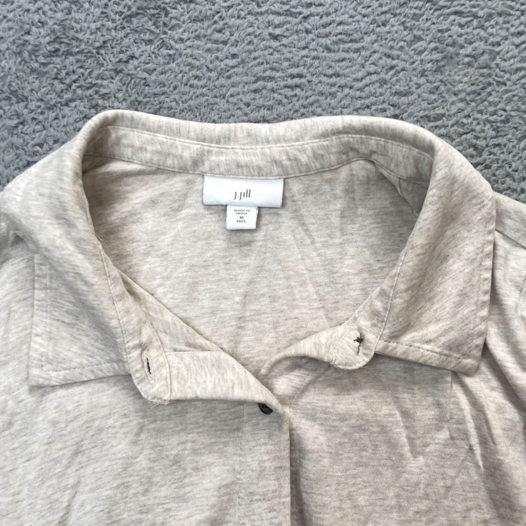J. Jill J Jill Womens Medium Tall Beige Knit Button-Up Shirt Size M / US 6-8 / IT 42-44 - 5 Thumbnail