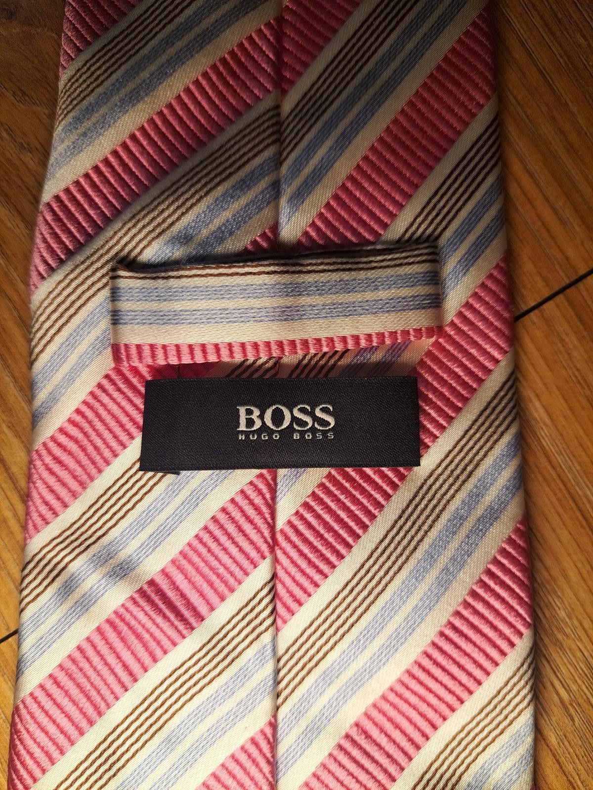 Hugo Boss Hugo Boss 100% Silk Tie Mens Striped Pink Necktie Size ONE SIZE - 2 Thumbnail