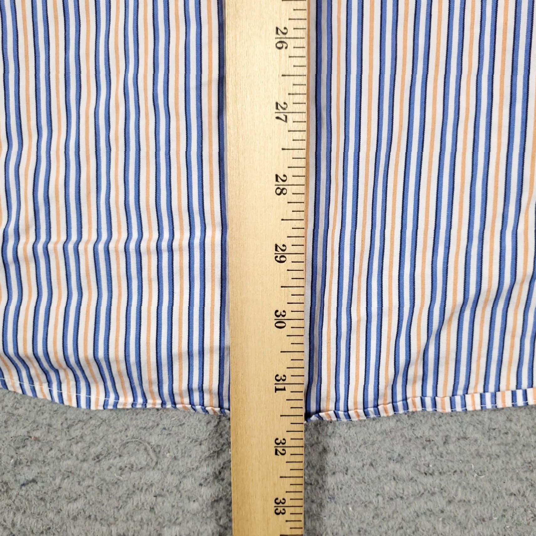 Ralph Lauren Ralph Lauren Dress Shirt Mens 17.5 Blue Orange Stripe Pony Button Up Long Sleeve Classic Fit 100% Cotton Size 46R - 4 Thumbnail